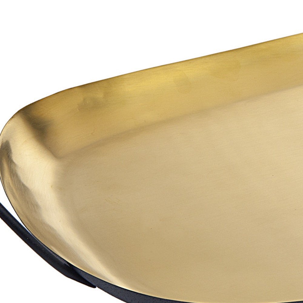 20" Gold Rectangular Stainless Steel Serving Tray With Handles