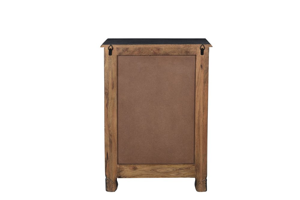 30" Black Solid Wood Distressed One Drawer Nightstand