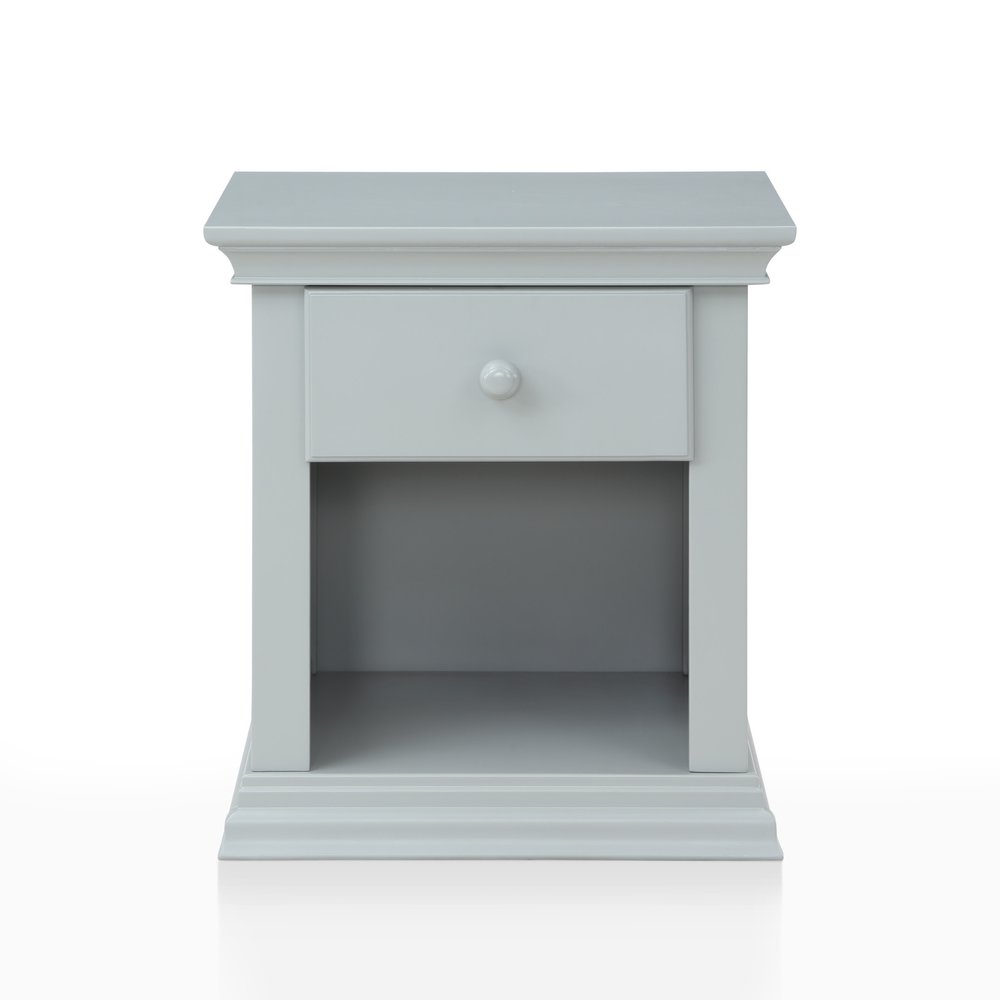 24" Gray Solid Wood and Wood One Drawer Nightstand