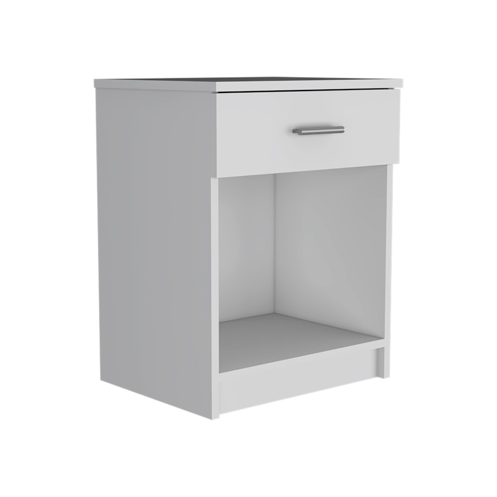 22" White Wood One Drawer Nightstand