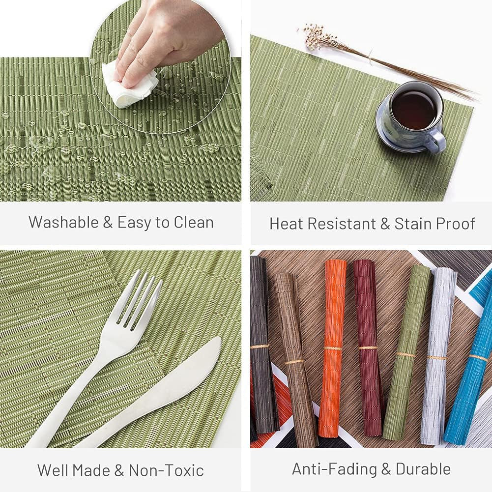 HYSENM Bamboo Pattern Vinyl Table Runner 71'' Long Stain Resistance Table Runner PVC Waterproof,Beige,1Xtable Runner