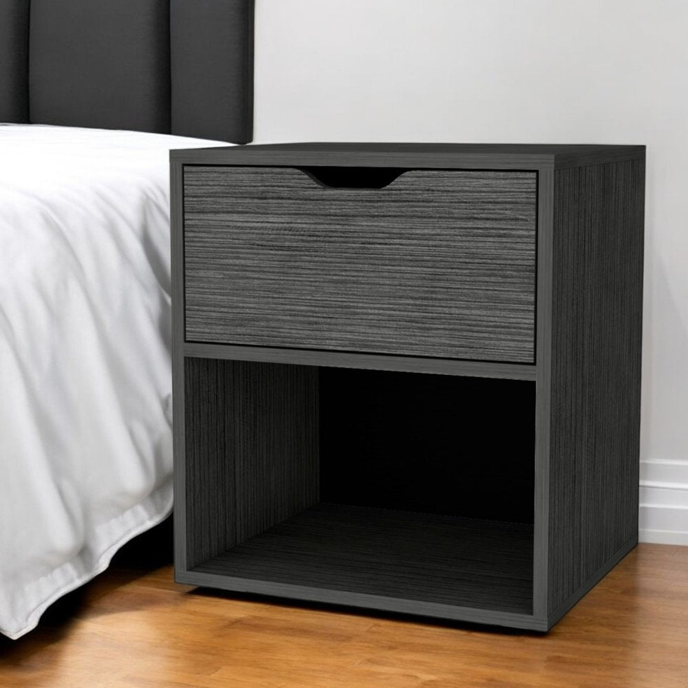 20" Gray Wood One Drawer Nightstand