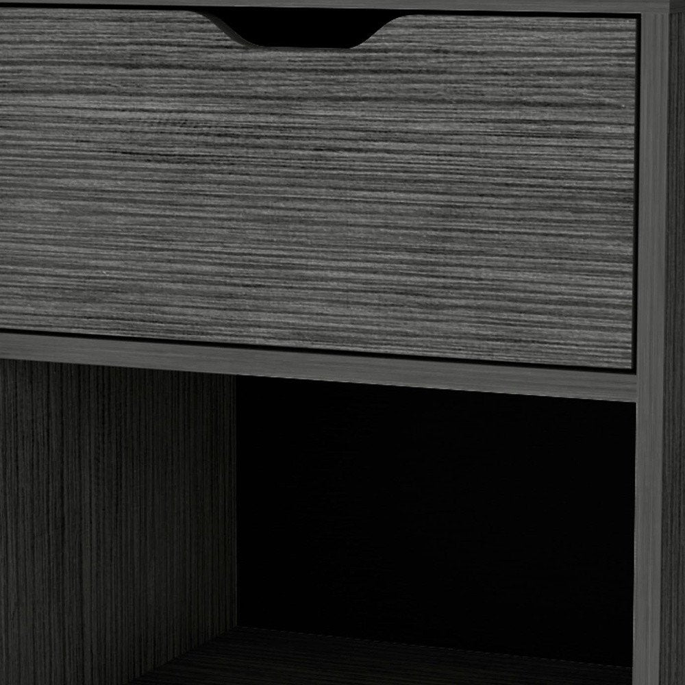 20" Gray Wood One Drawer Nightstand