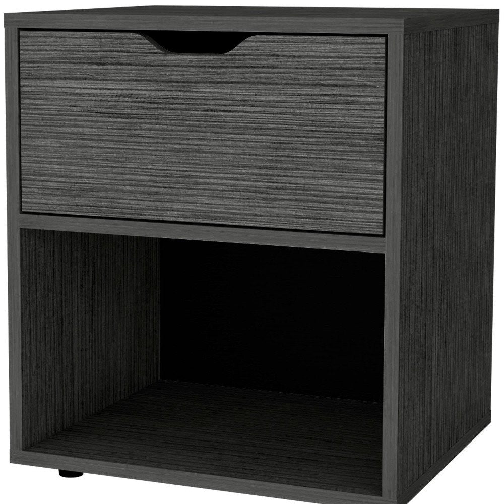 20" Gray Wood One Drawer Nightstand