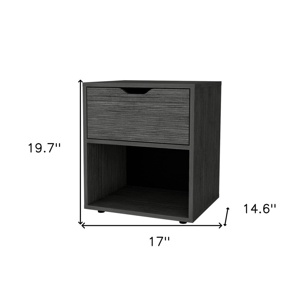 20" Gray Wood One Drawer Nightstand
