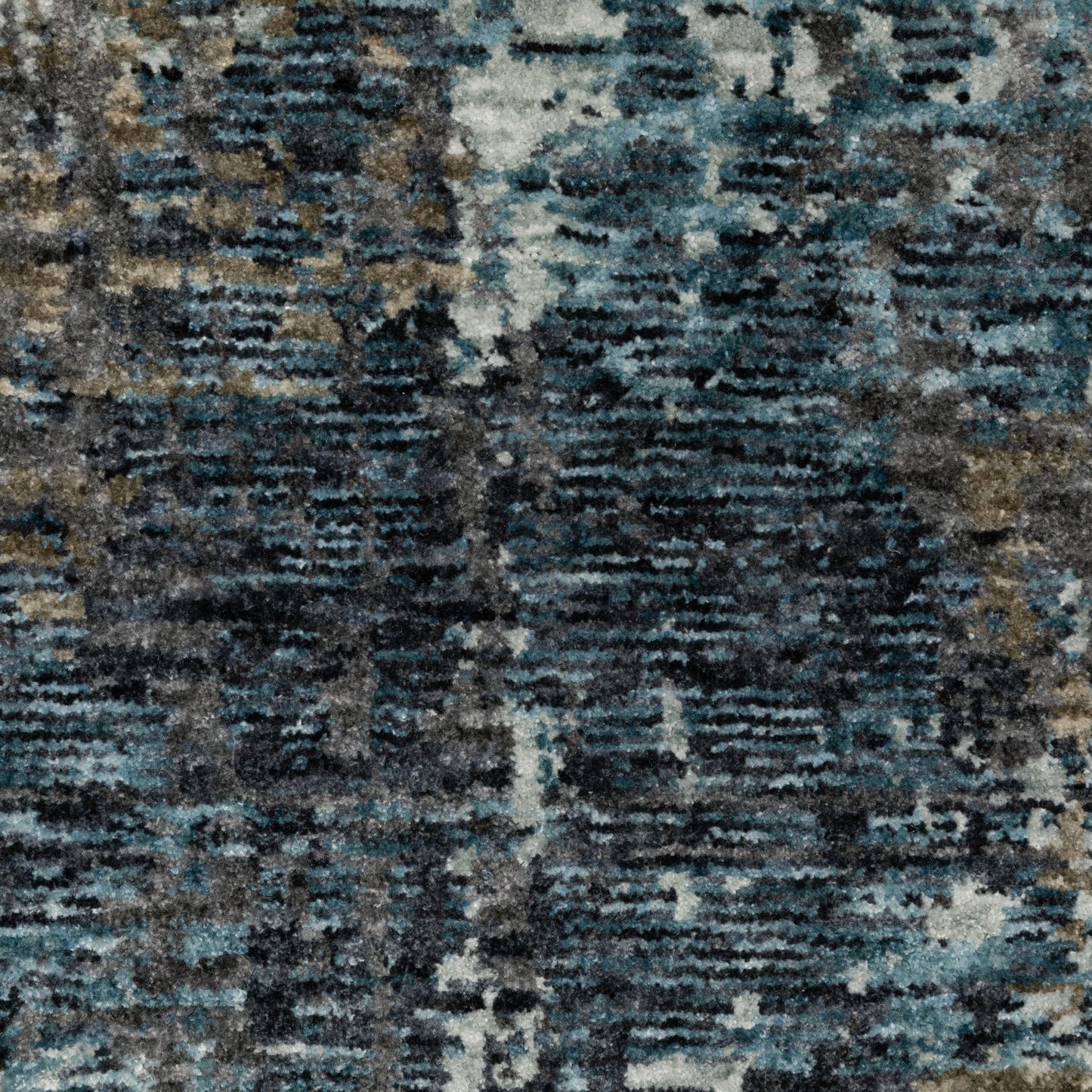7' X 10' Blue And Gray Abstract Distressed Area Rug With Fringe