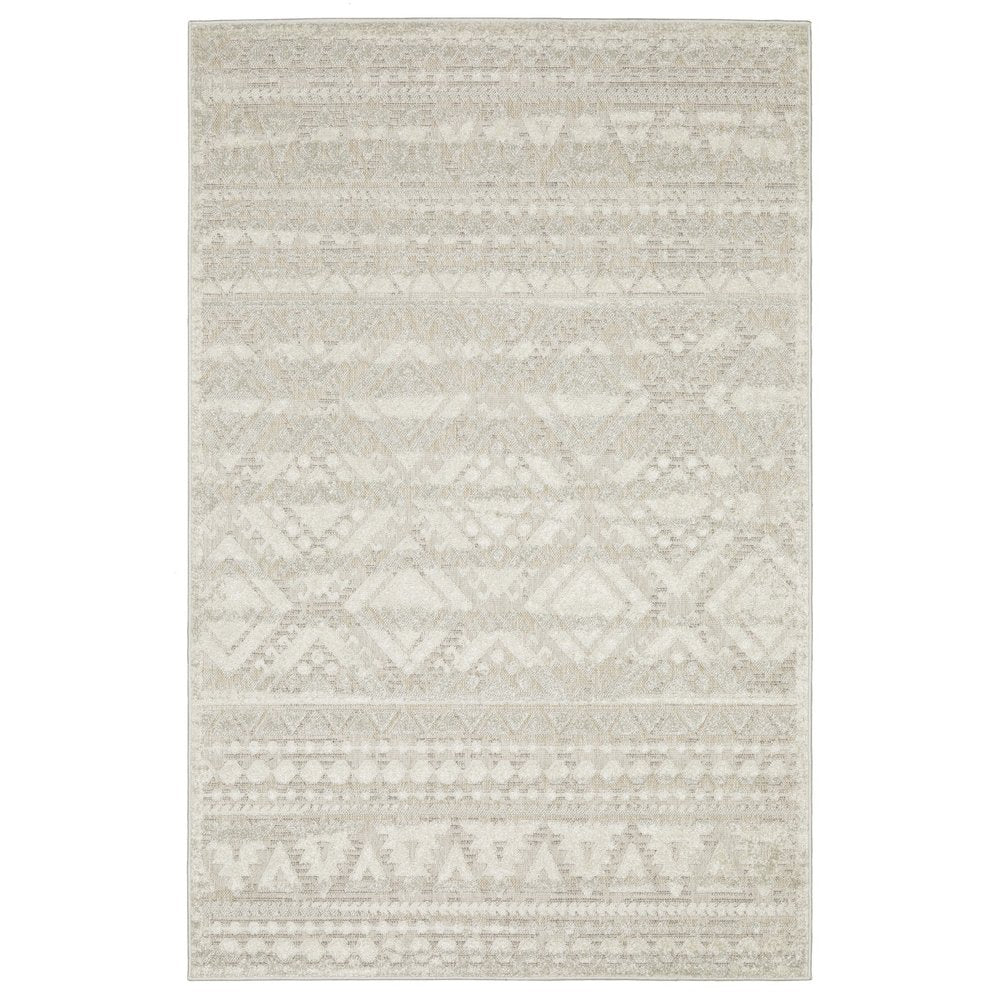 5' X 8' Beige And Ivory Tribal Area Rug