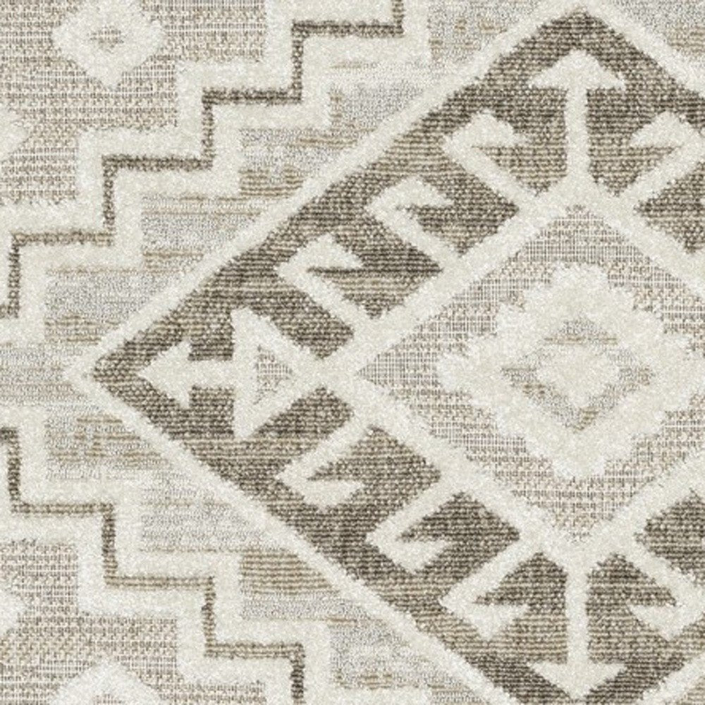 8' X 11' Beige And Brown Tribal Area Rug
