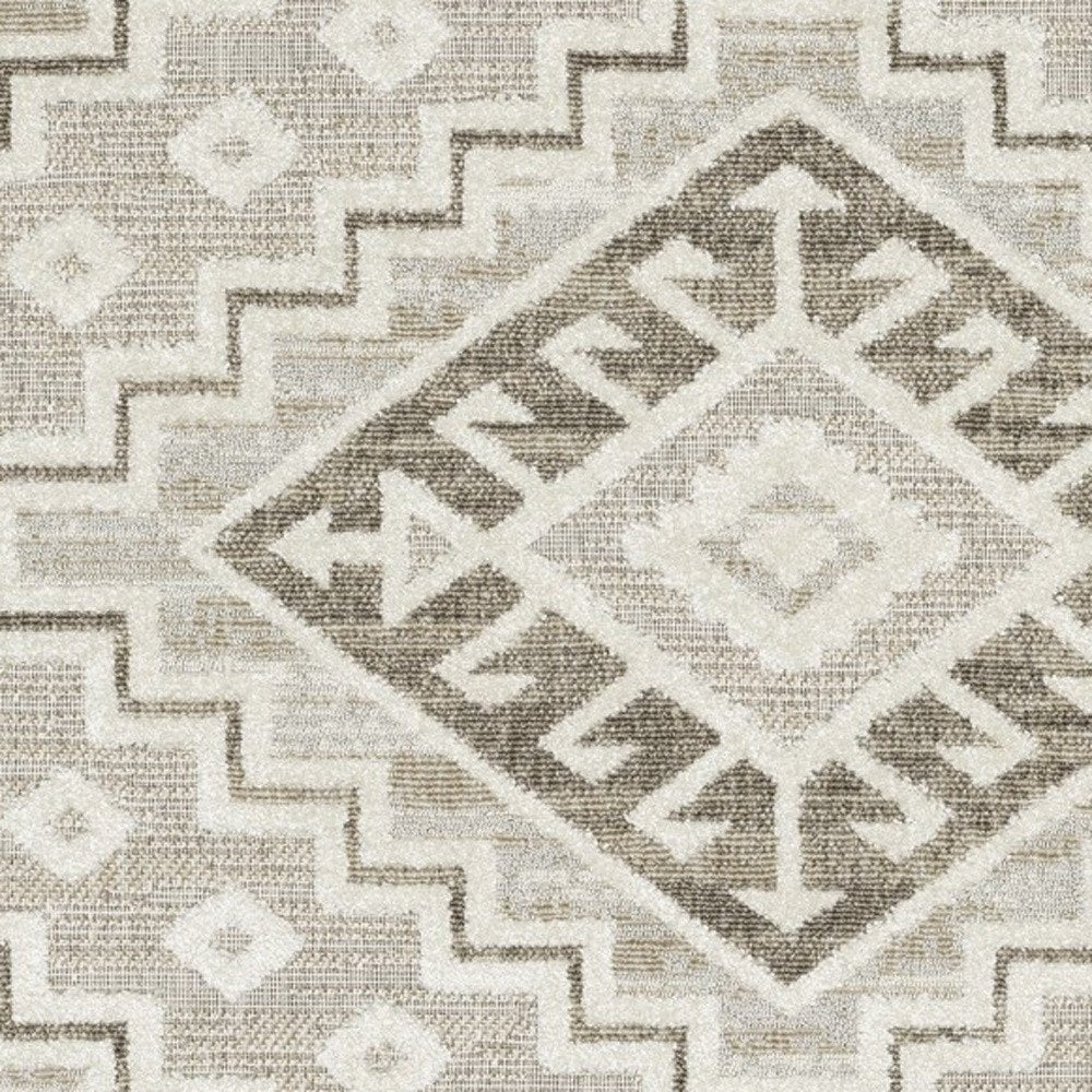8' X 11' Beige And Brown Tribal Area Rug