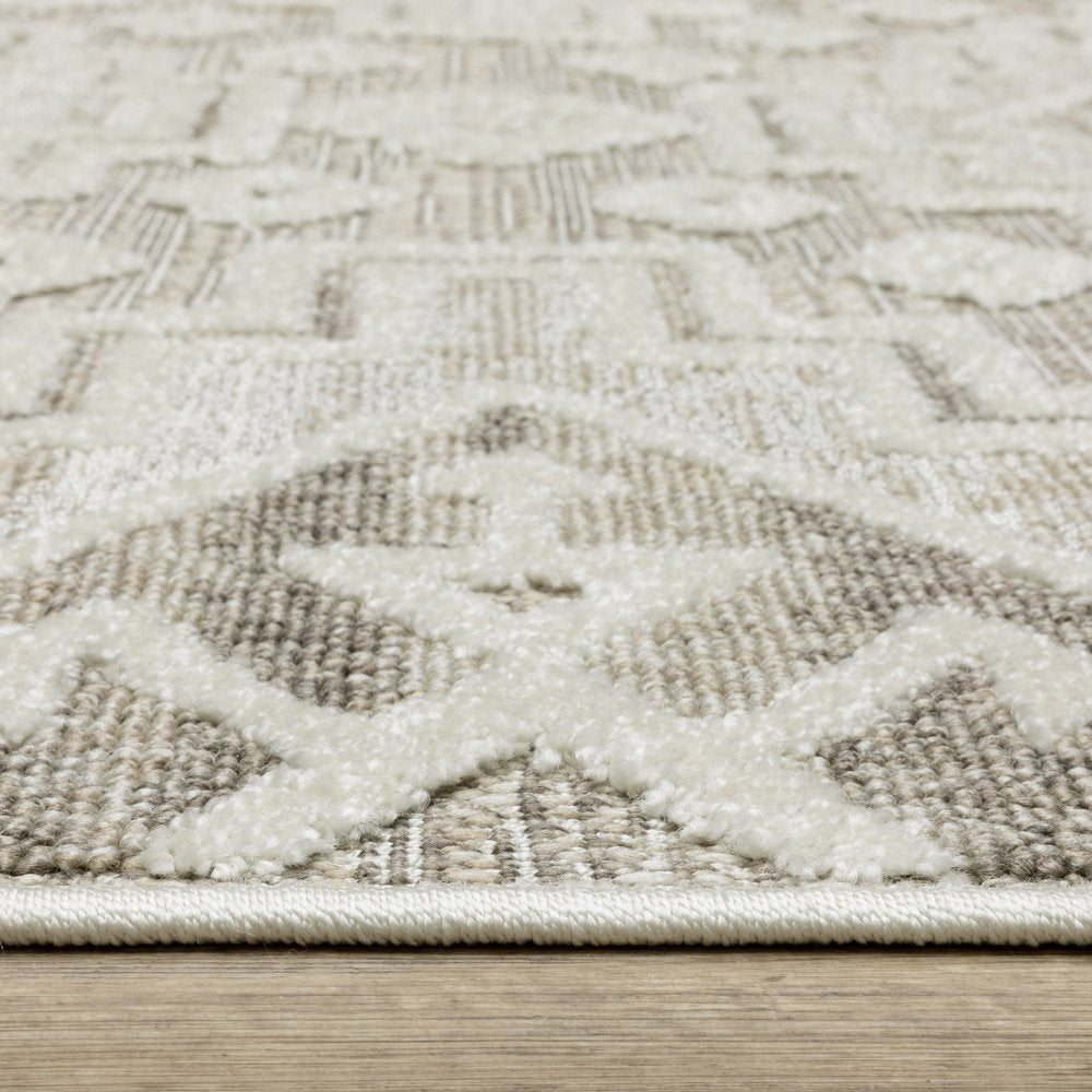 8' X 11' Beige And Brown Tribal Area Rug