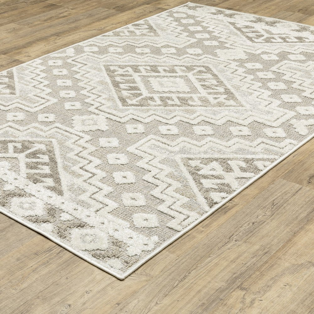 8' X 11' Beige And Brown Tribal Area Rug