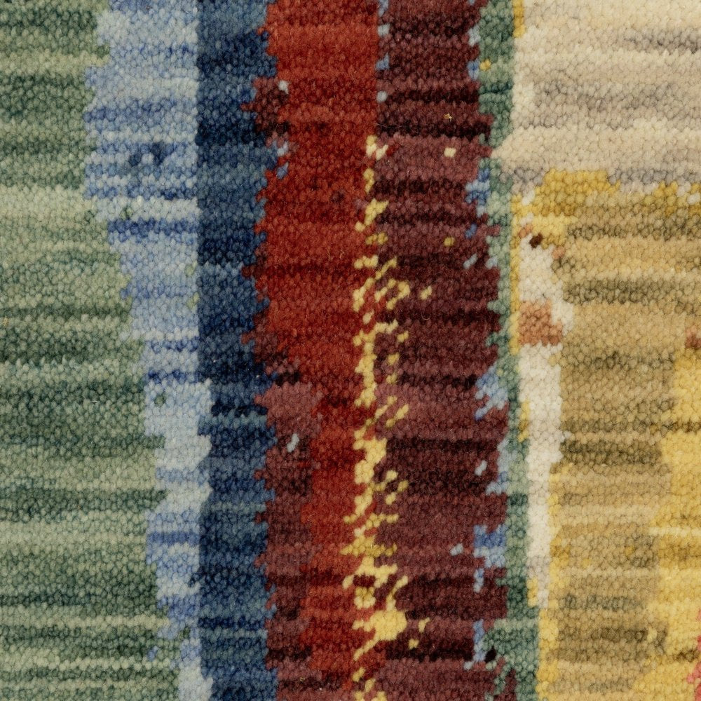 10' X 13' Pink Red And Yellow Abstract Area Rug With Fringe