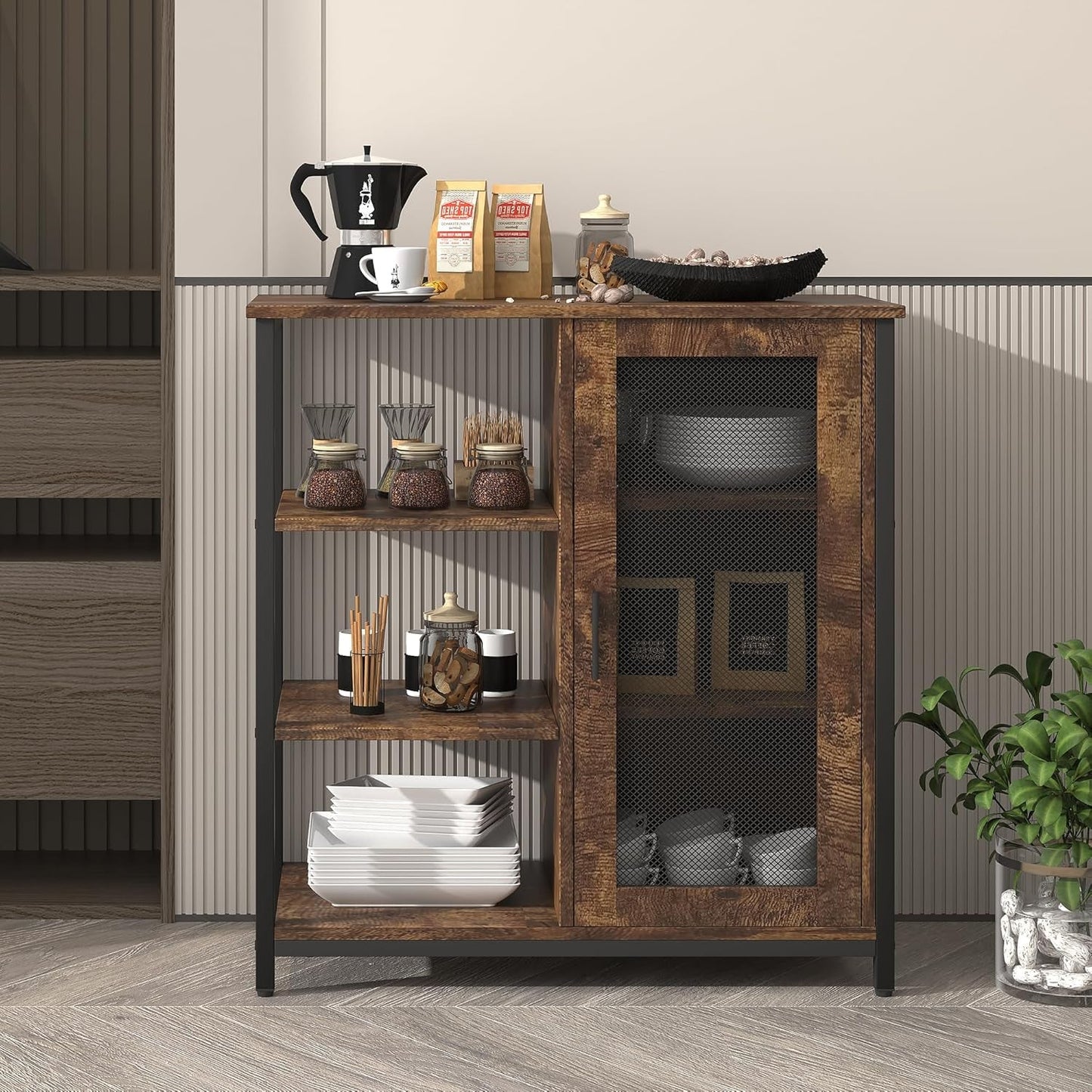 Mini Coffee Bar Cabinet with Storage, 27.5'' Small Kitchen Bar Table,