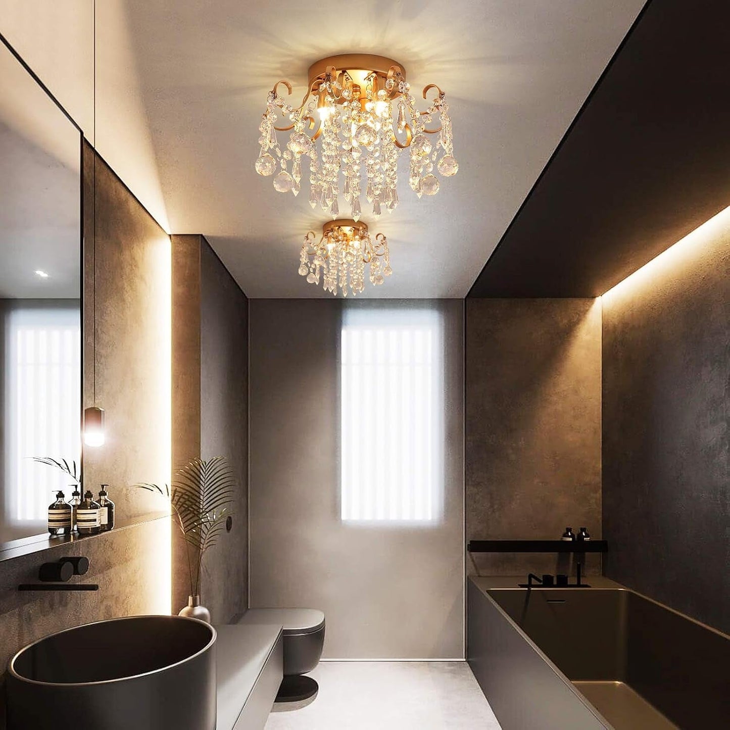 Small Chandelier, Modern Gold Mini Crystal Chandelier Ceiling Light