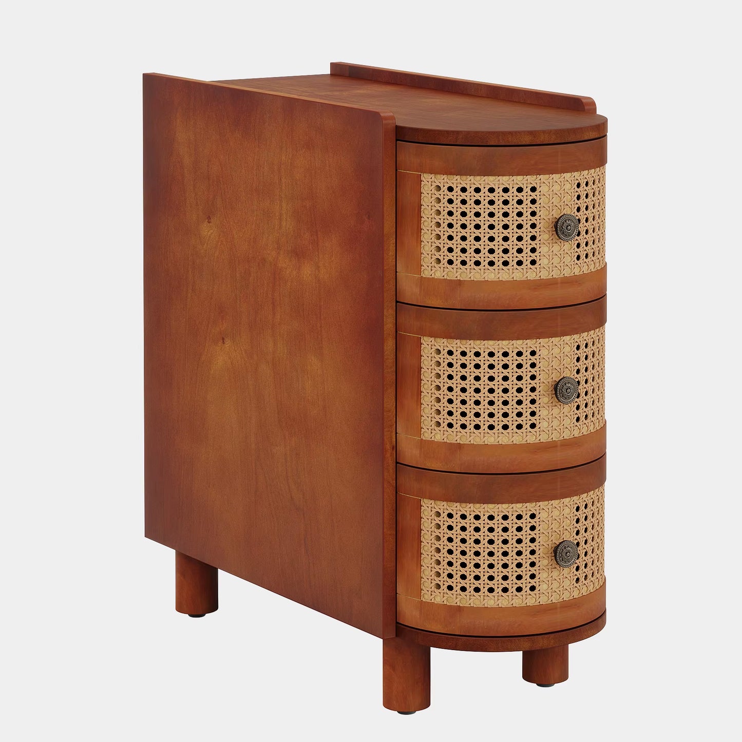 End Table round Solid Wood Sofa Bedside Narrow Bedroom Side Table Nightstand with Drawer