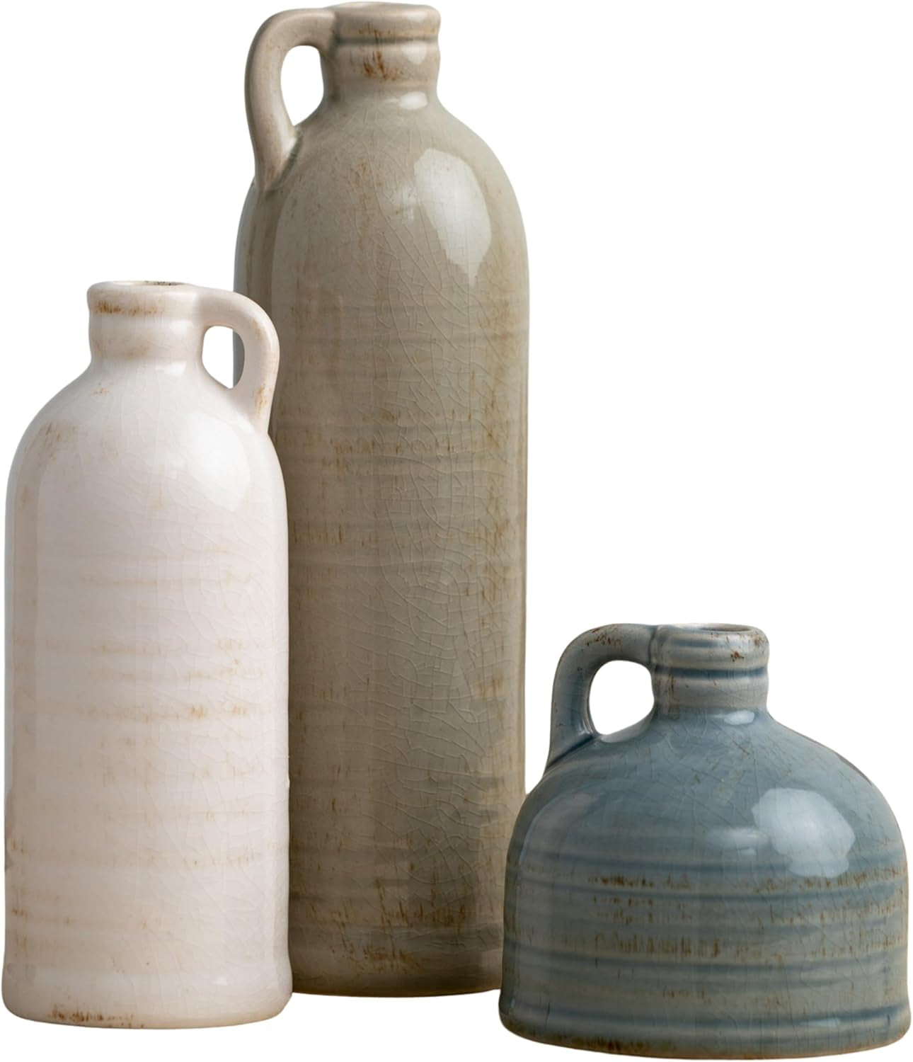 Sullivans Ceramic Jug Vase Set, Farmhouse Decor, Kitchen, Bedroom, Office, Living Room, Bathroom, & Coffee Table Centerpiece Decorations, Vases for Decor, Mantle & Shelf (CM2431)
