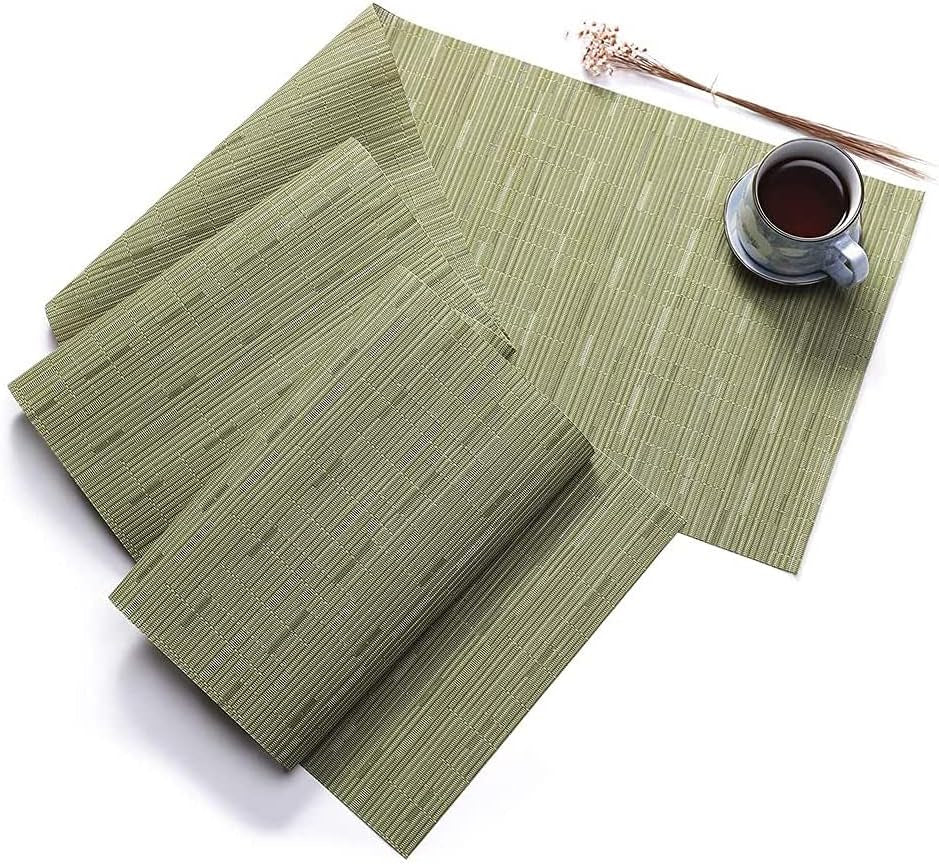 HYSENM Bamboo Pattern Vinyl Table Runner 71'' Long Stain Resistance Table Runner PVC Waterproof,Beige,1Xtable Runner