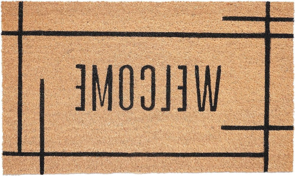 17" X 29" Natural And Black Welcome Outdoor Coir Door Mat