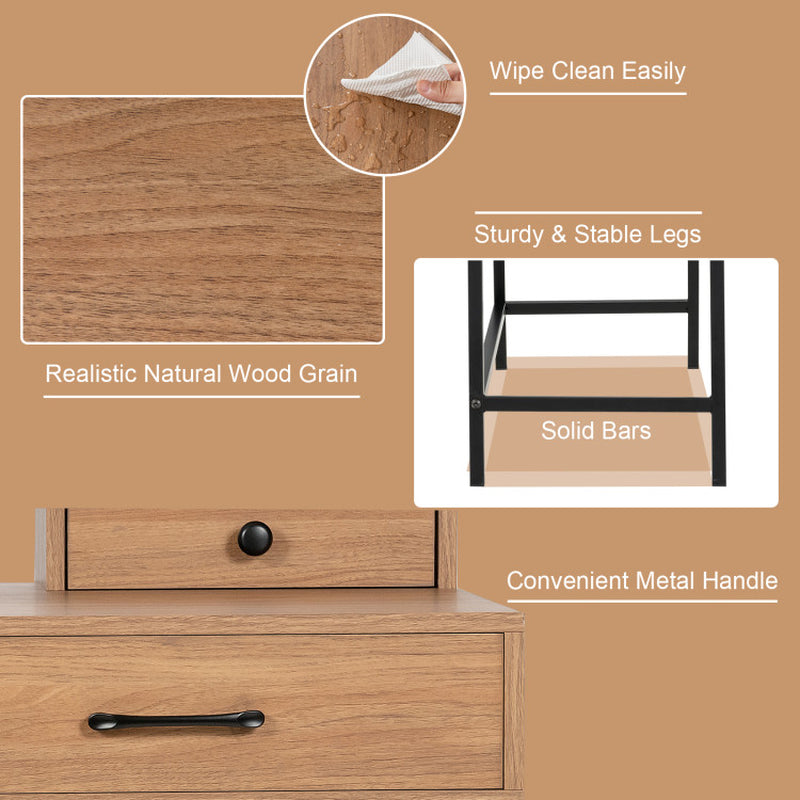 42-Inch Vanity Desk with Tabletop Shelf and 2 Drawers