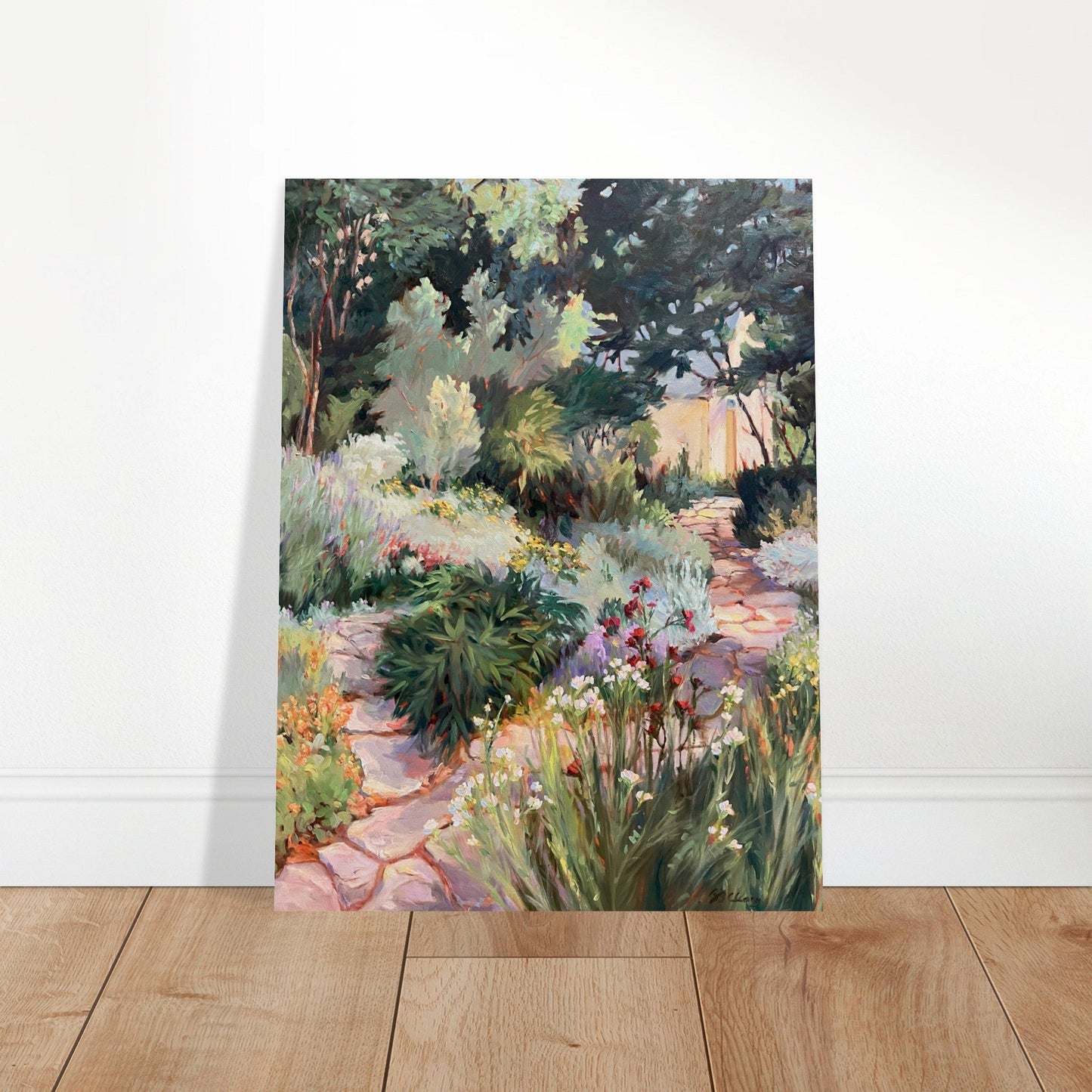 'Garden Path' Floral I 24x32 Museum-Quality Matte Paper Poster | Original Artwork by American Artist Barbara Cleary