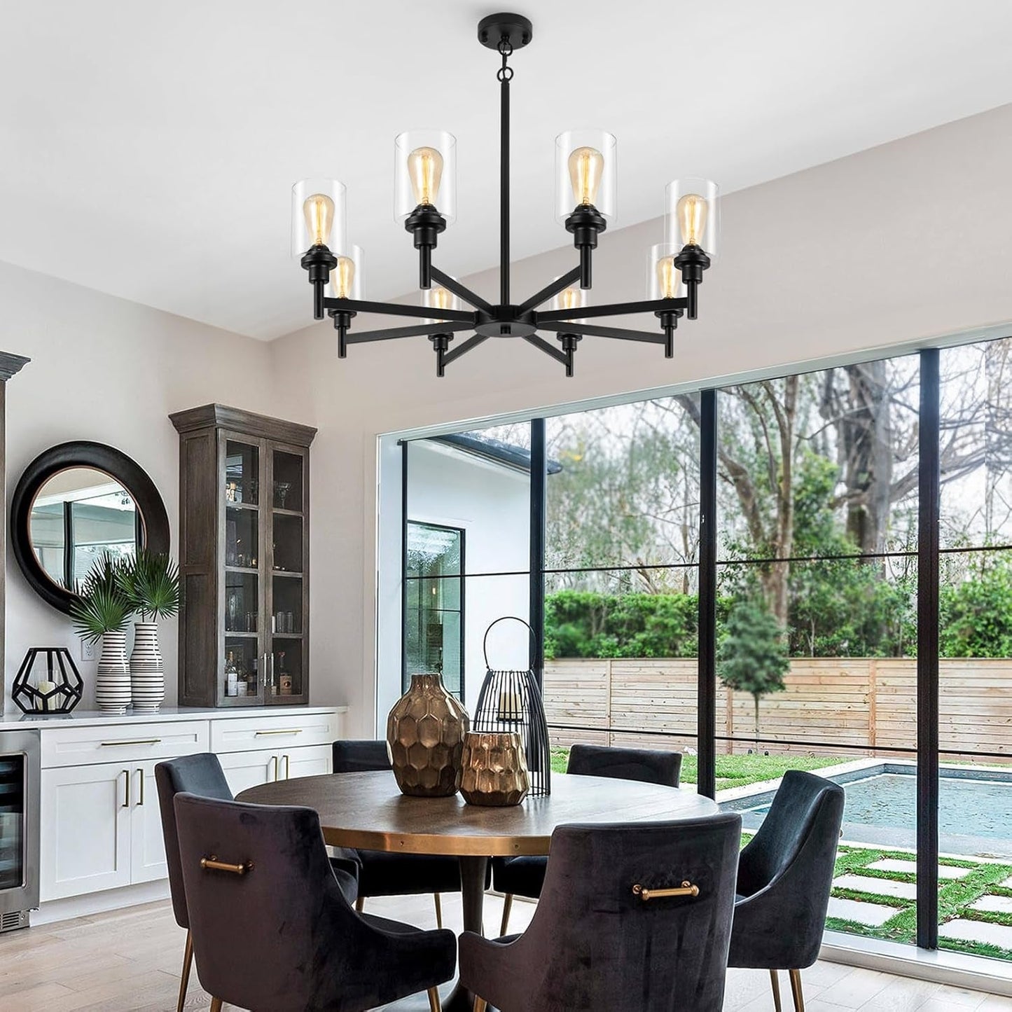 Black Chandeliers for Dining Room Light Fixture, Modern Farmhouse