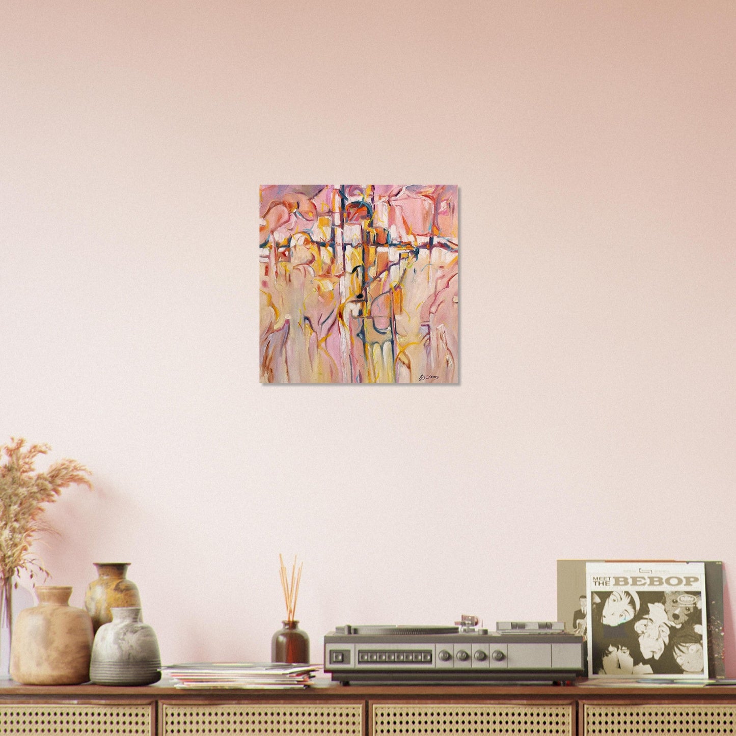 'Abstract Pueblo' Abstract I 16x16 Museum-Quality Matte Paper Poster | Original Artwork by American Artist Barbara Cleary