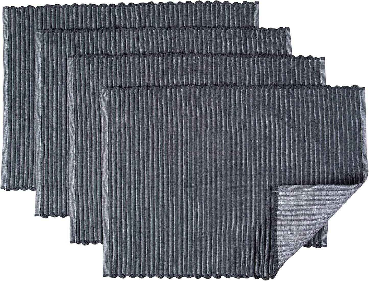 Placemats Set of 4, Woven Cloth Placemat Set, 14X19 In, Gray Boho Place Mats for Kitchen or Dining Table, Washable Cotton Table Mats
