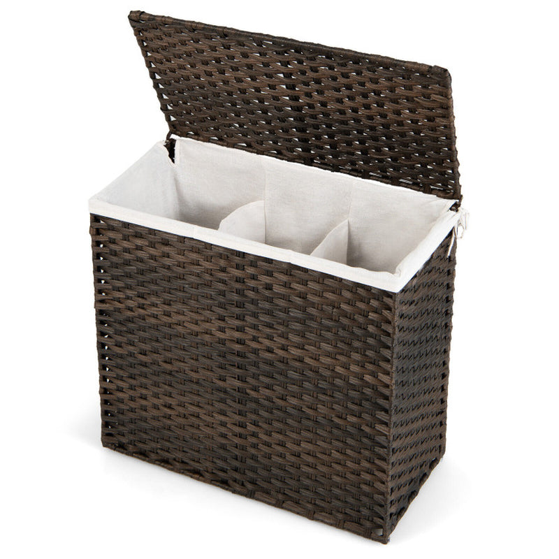 10L 3-Section Laundry Hamper with Liner Bag and Handle
