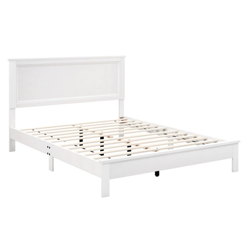 Queen Size Bed Frame Platform Slat High Headboard Bedroom with Rubber