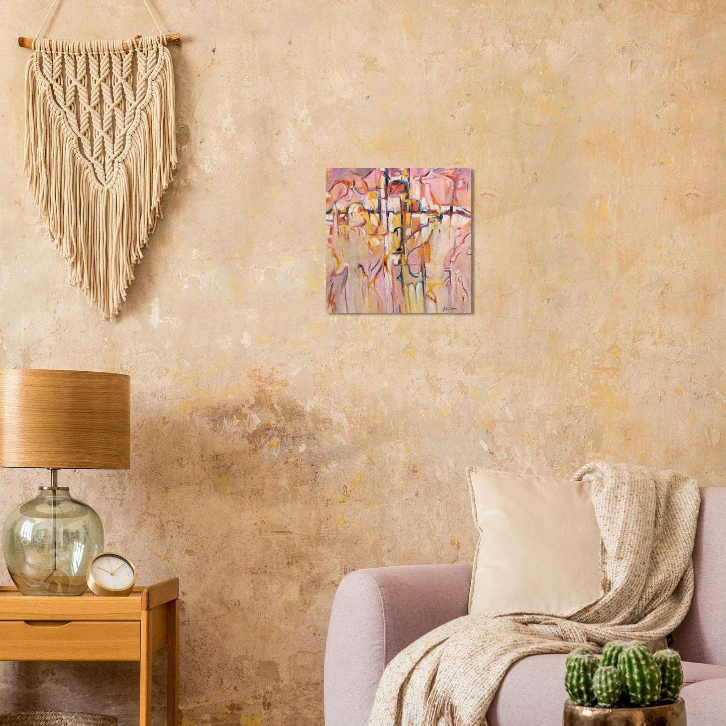 'Abstract Pueblo' Abstract I 16x16 Museum-Quality Matte Paper Poster | Original Artwork by American Artist Barbara Cleary