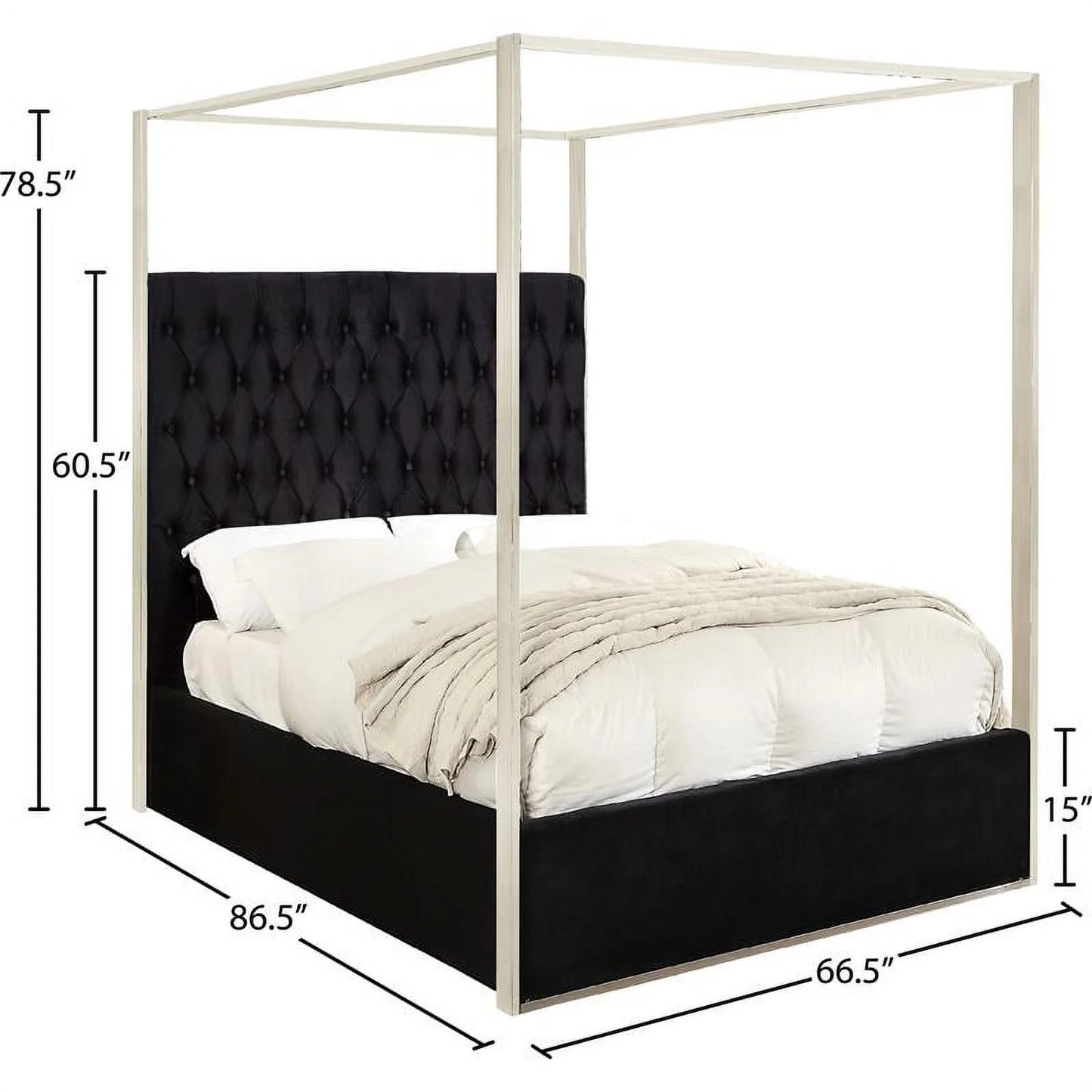 Porter Tufted Velvet Queen Bed in Black