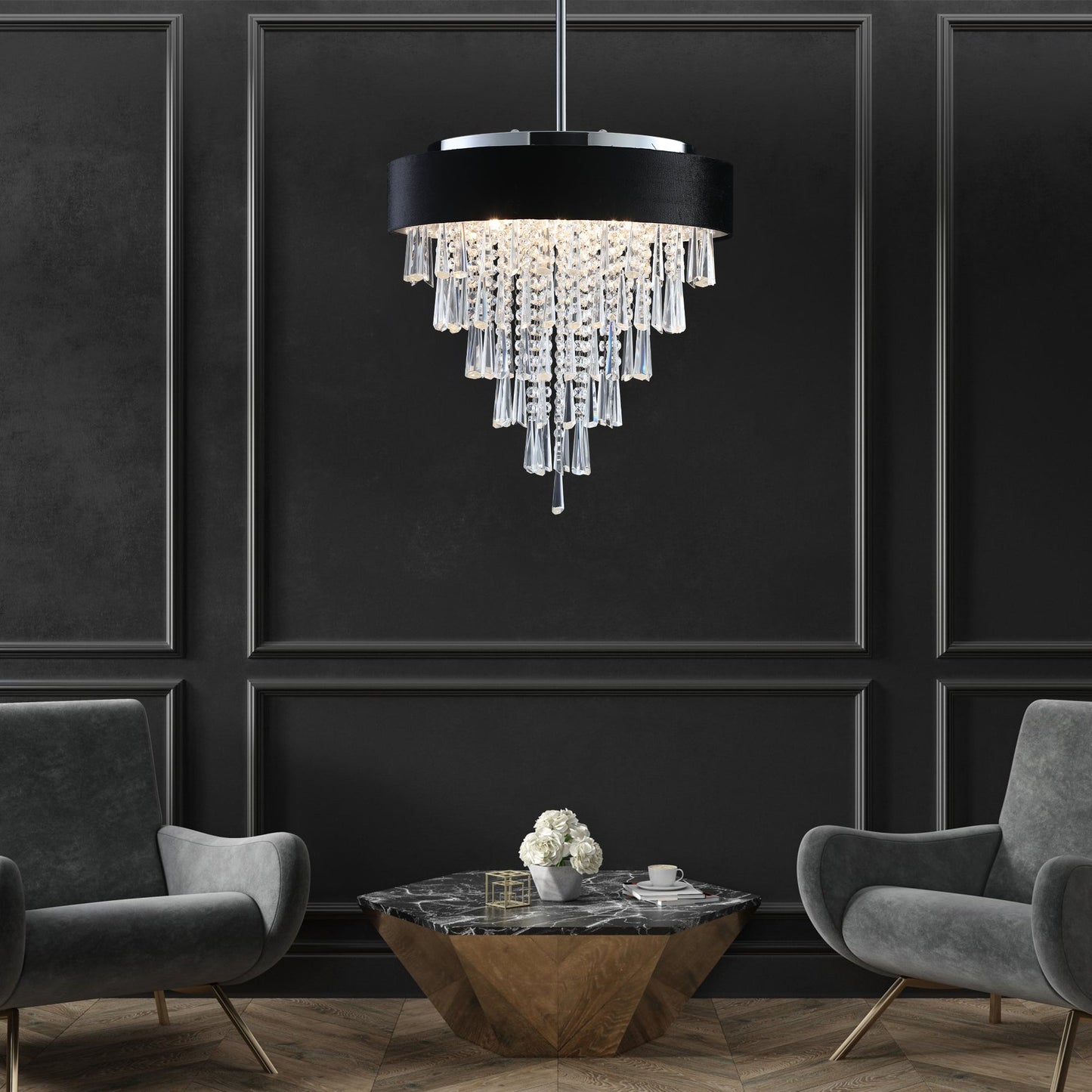 Modern Crystal Chandelier for Living-Room Round Cristal Lamp Luxury