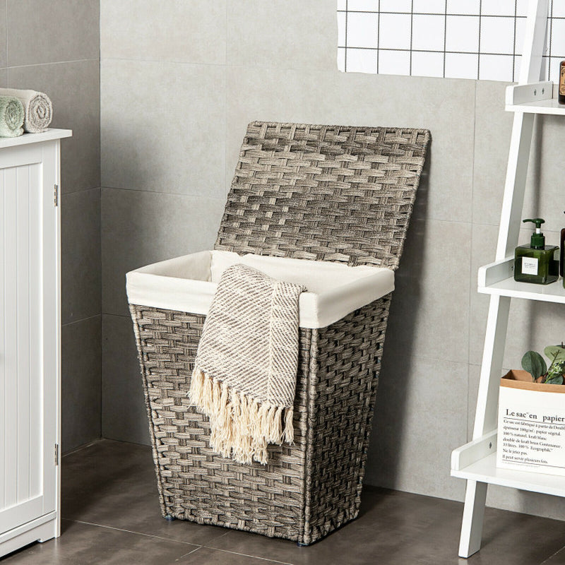 Foldable Handwoven Laundry Basket with Removable Liner