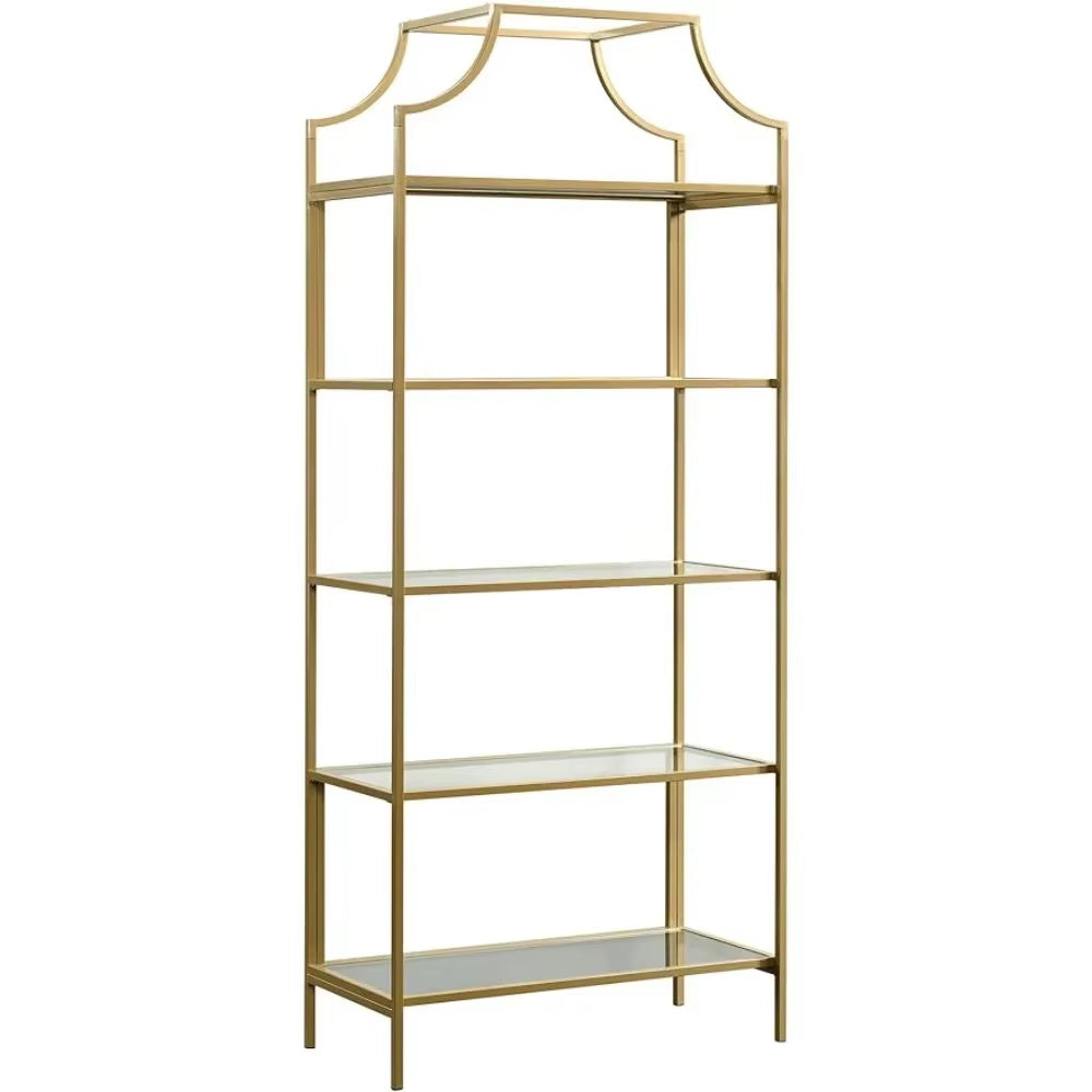 International Lux Book Shelf Satin Gold Finish Freight Free Bookshelf Living Room Furniture Home