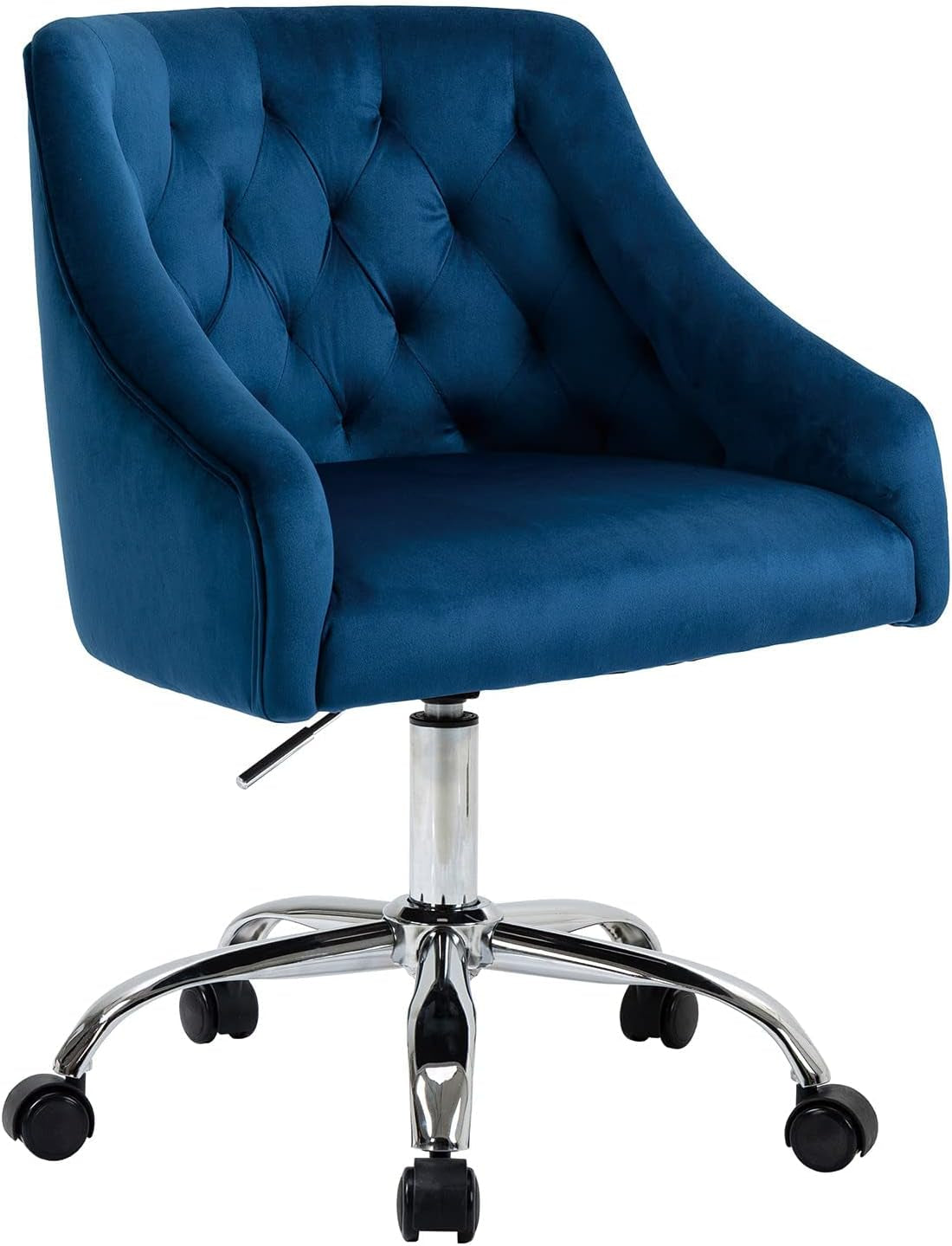 ATTICA Home Office Desk Chair Modern Velvet Office Chair Height Adjustable Computer Chair Mid-Back Swivel Task Chair Upholstered Velvet Desk Chair with Armrest for Study Bedroom Living Room(Black)