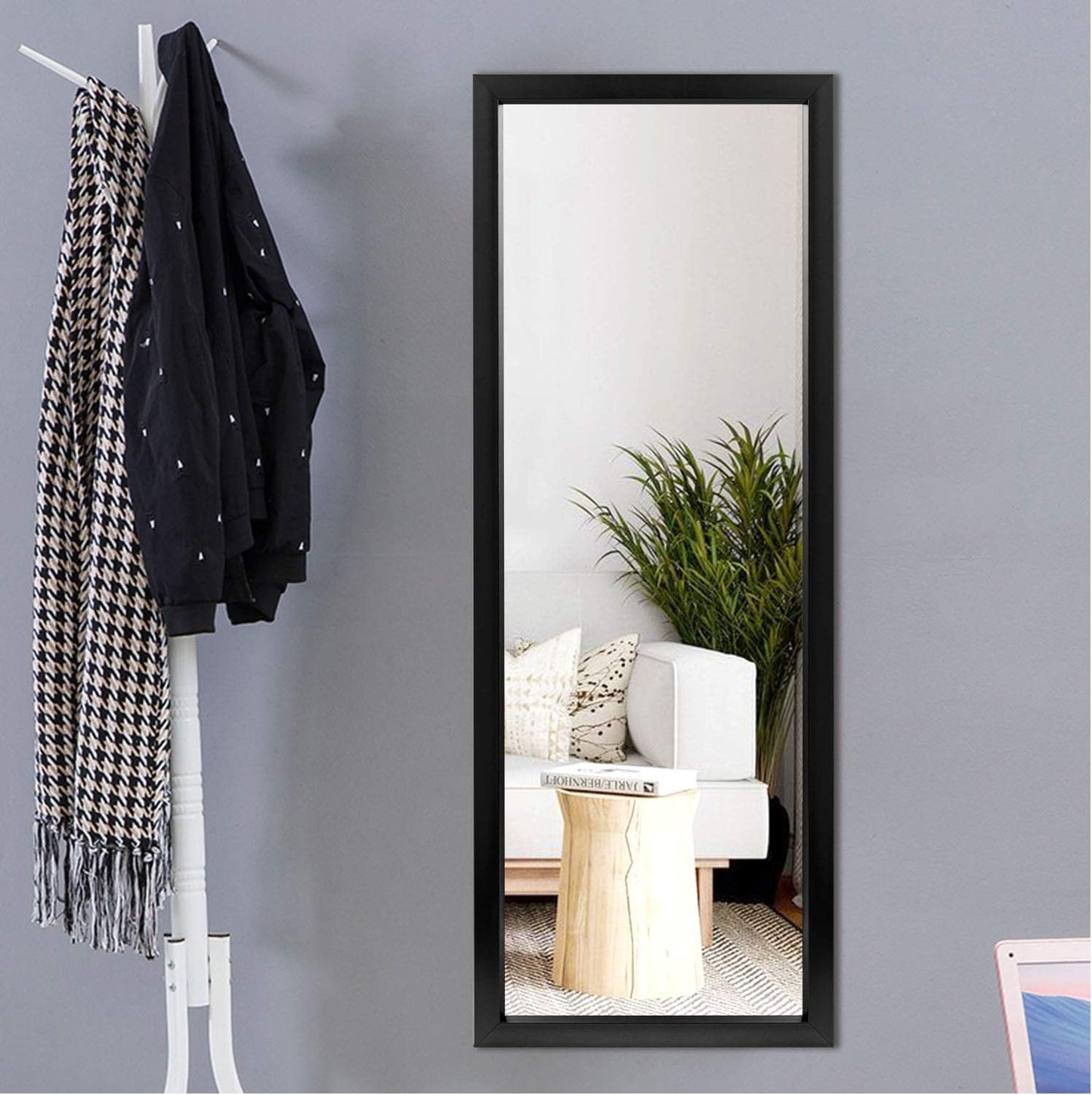 KIAYACI Arched Floor Mirror Wood Frame Wall Mounted Mirror Distressed Style Wide Frame Dressing Make up Mirror for Bathroom/Bedroom/Living Room/Dining Room/Entry/Farmhouse (Light Gray, 64" X 21")…