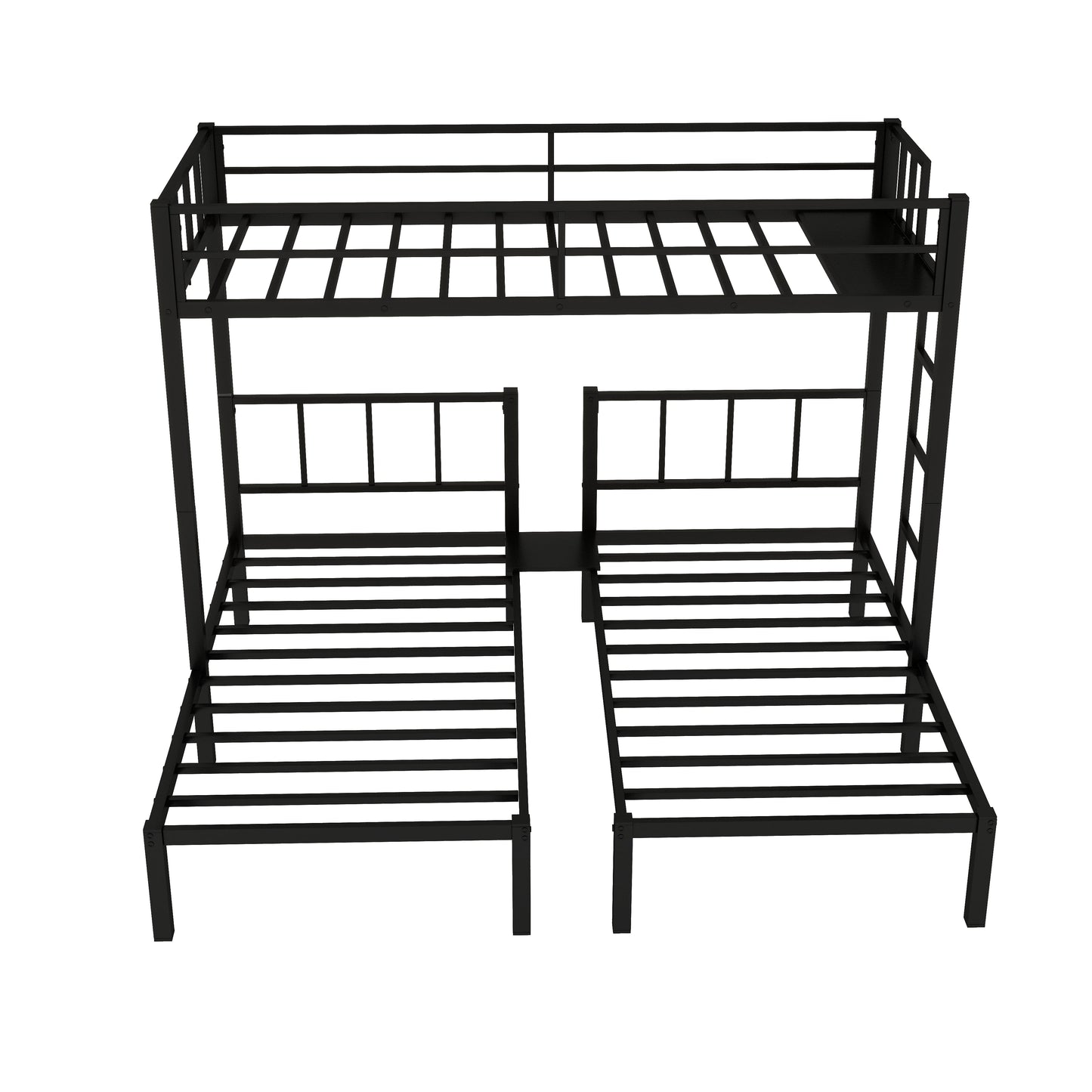 Metal Twin Triple Bunk Bed, Twin over Twin over Twin Bunk Bed for 3 Kids, Noise Reduced Structure, Separates into 3 Twin Beds, Black