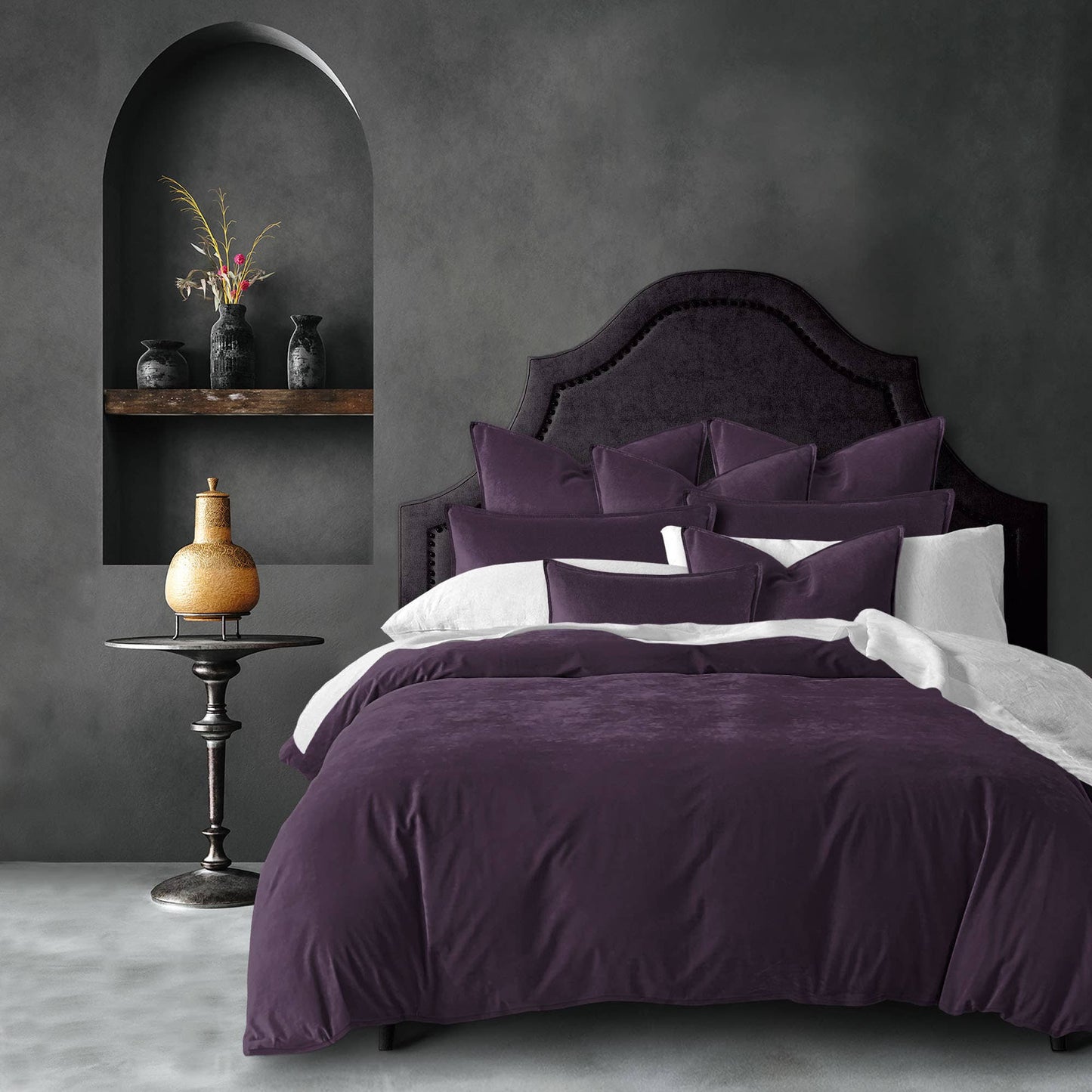 Cascade Velvet Eggplant Designer Comforter Set