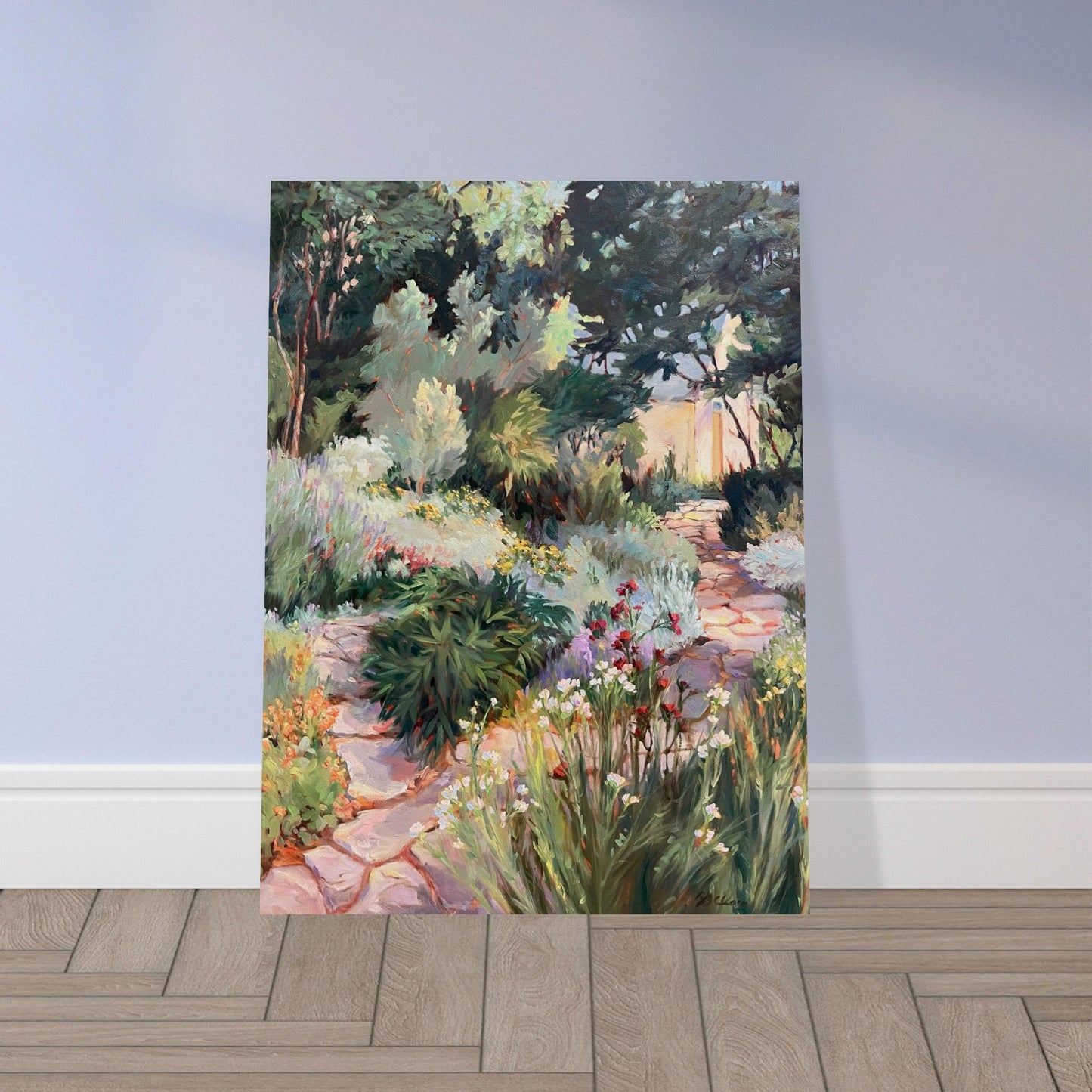 'Garden Path' Floral I 24x32 Museum-Quality Matte Paper Poster | Original Artwork by American Artist Barbara Cleary