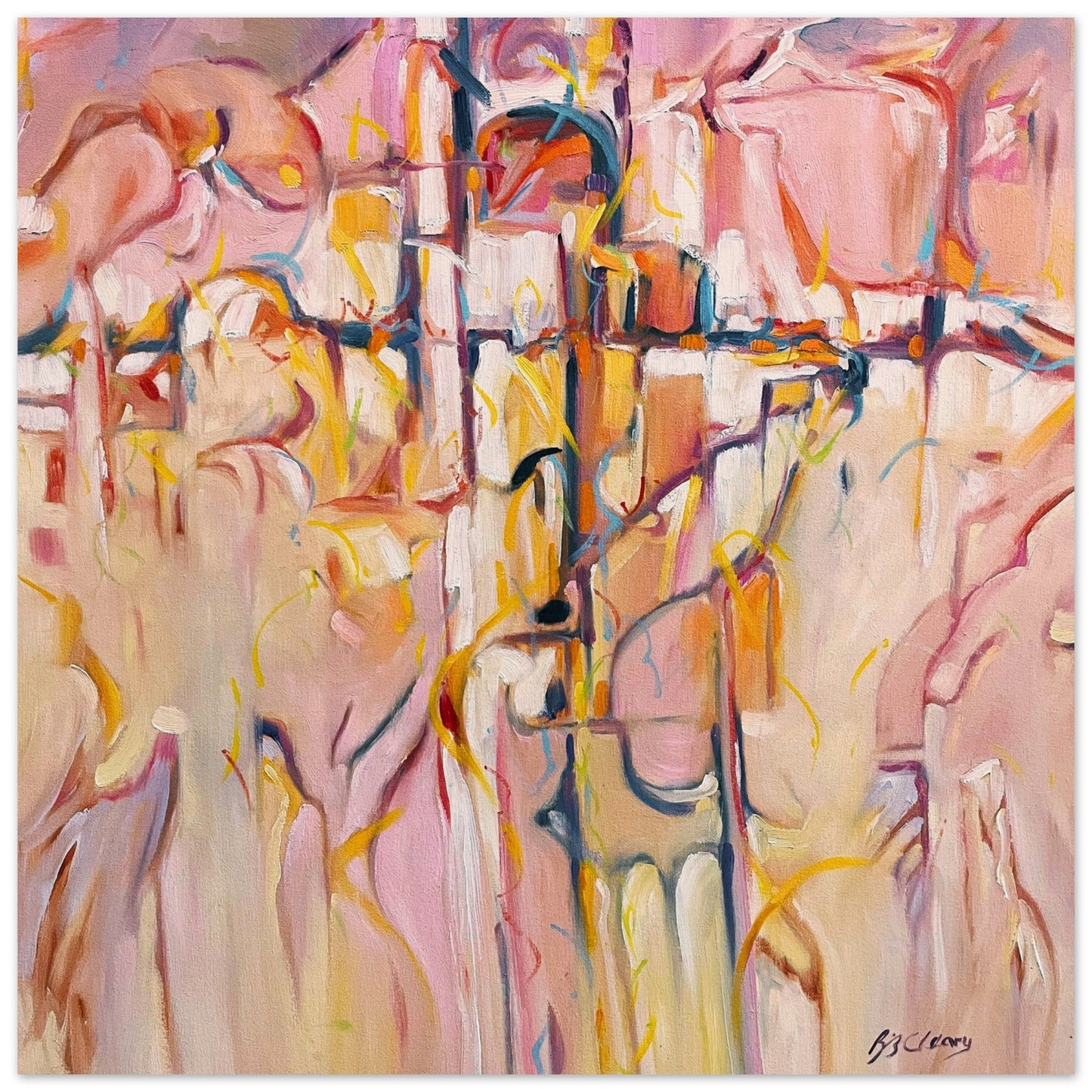 'Abstract Pueblo' Abstract I 16x16 Museum-Quality Matte Paper Poster | Original Artwork by American Artist Barbara Cleary