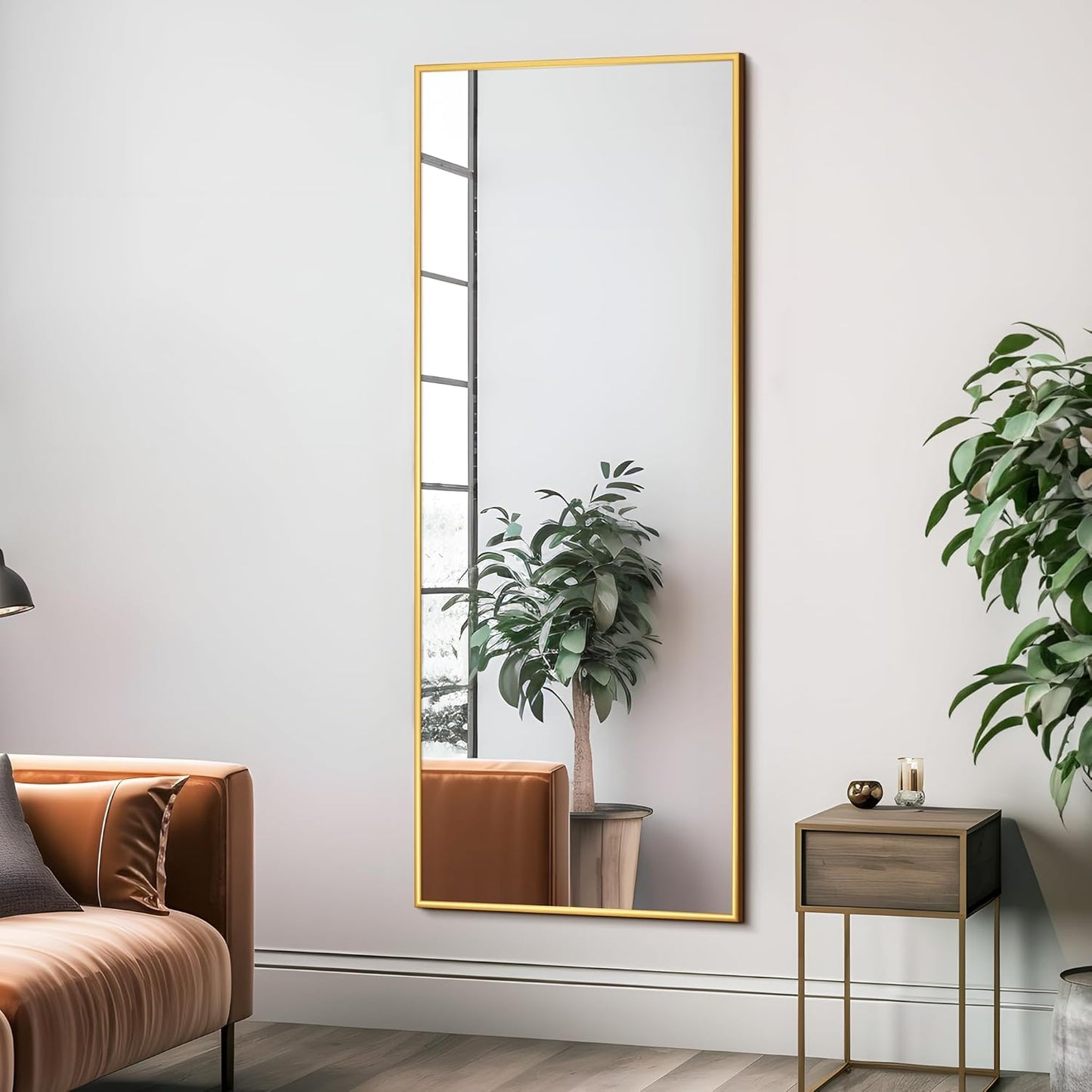 KIAYACI Arched Floor Mirror Wood Frame Wall Mounted Mirror Distressed Style Wide Frame Dressing Make up Mirror for Bathroom/Bedroom/Living Room/Dining Room/Entry/Farmhouse (Light Gray, 64" X 21")…