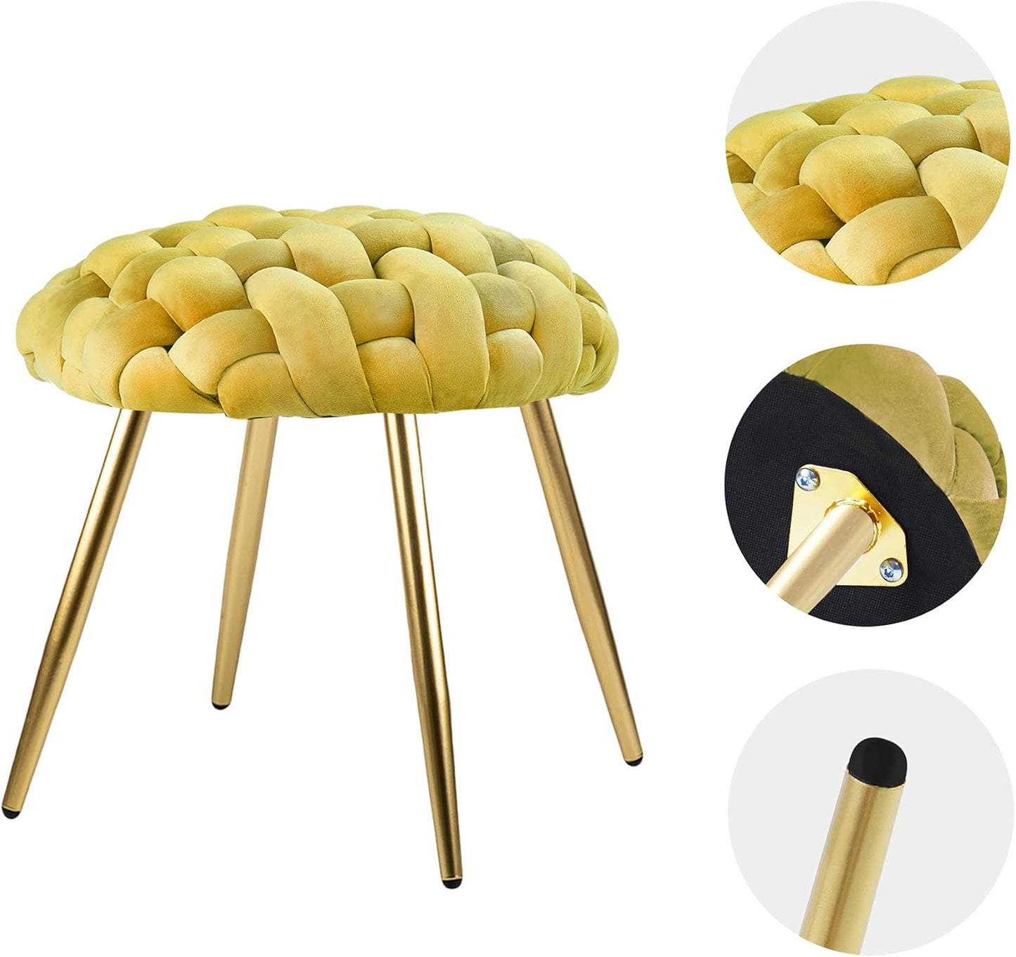 GIA Home Furniture Series Velvet Cross Woven Accent Stool, Chartreuse, Qty of 1