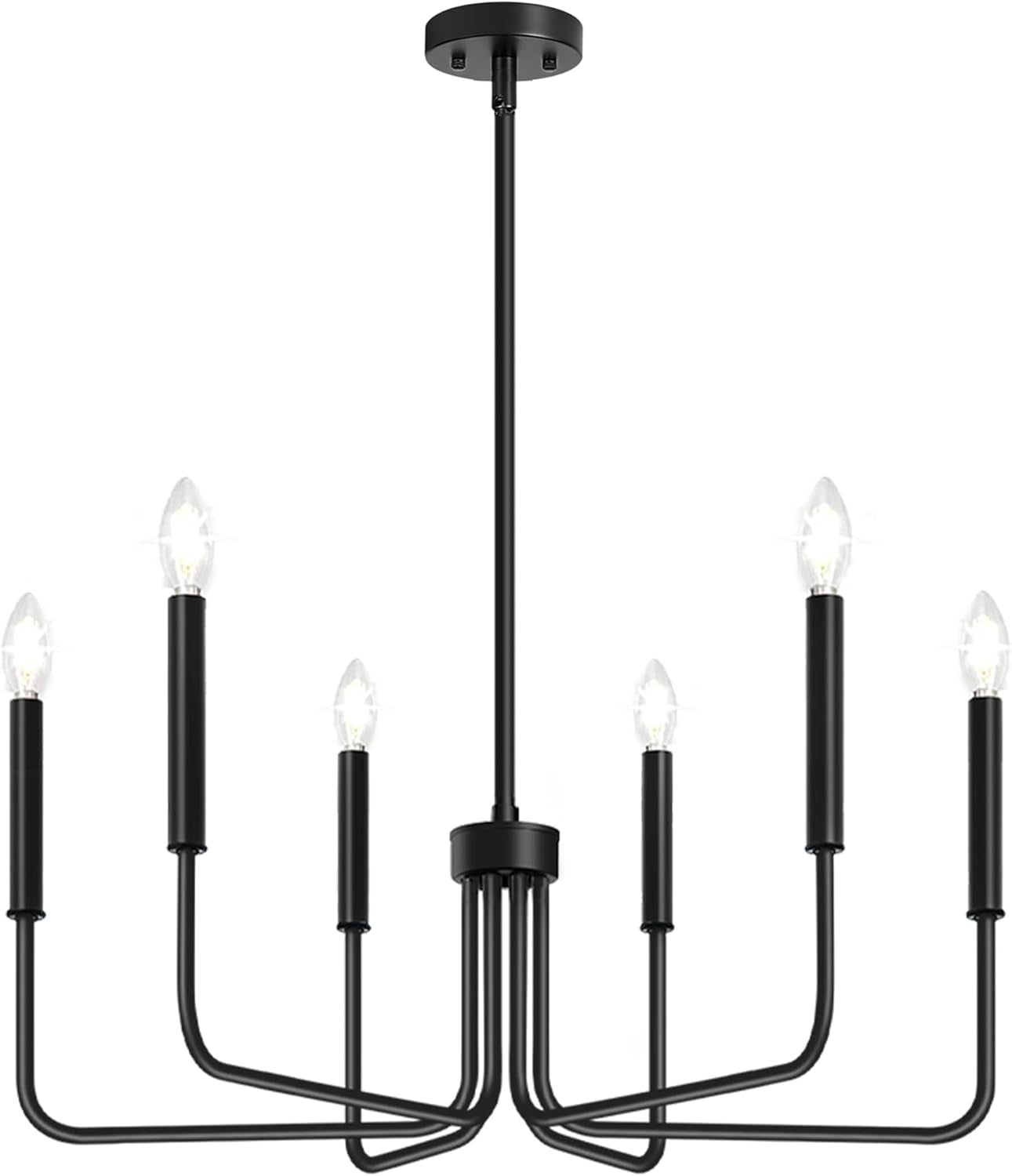 Black Chandelier, 6-Light Farmhouse Chandelier for Dining Room