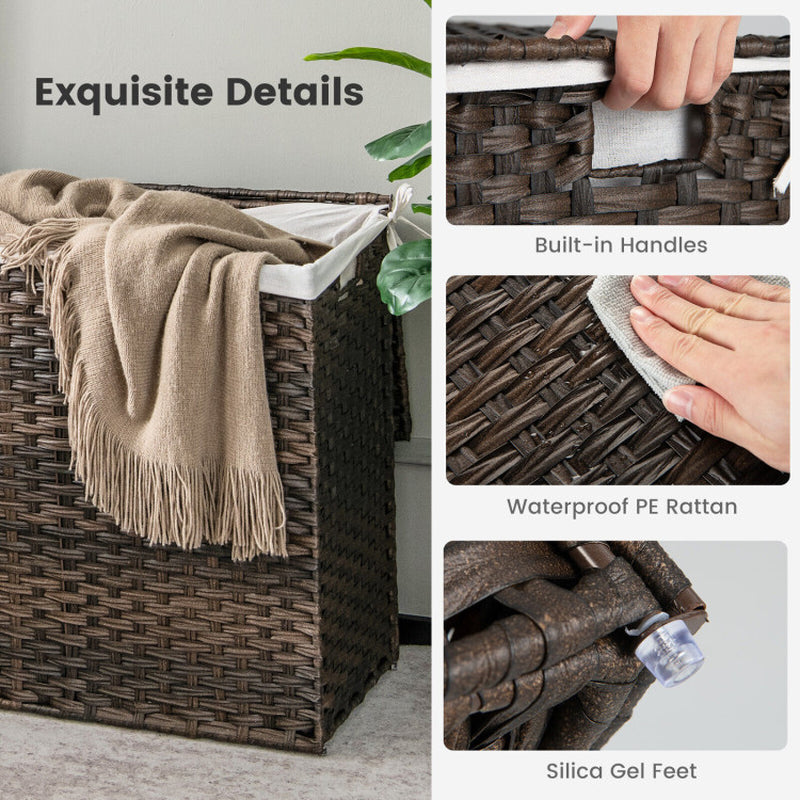 10L 3-Section Laundry Hamper with Liner Bag and Handle