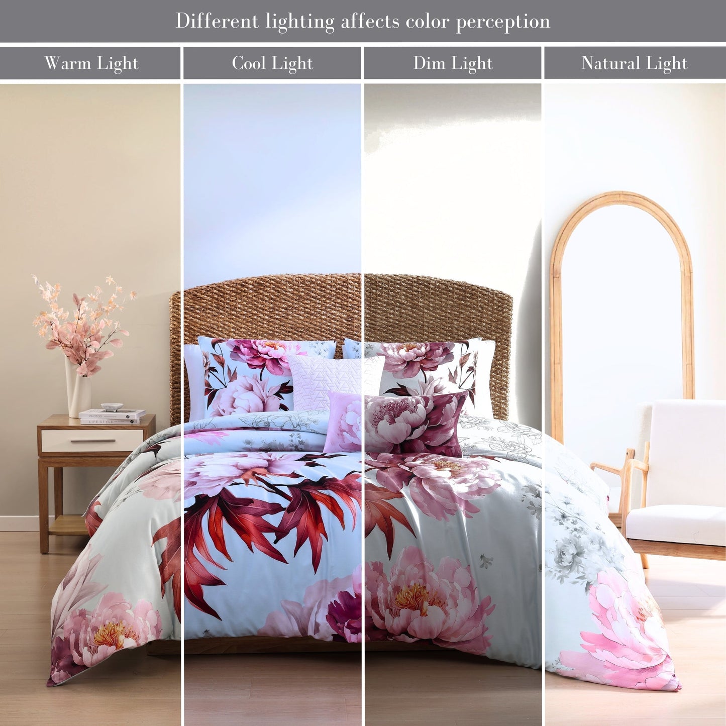 Bebejan Blooming Peonies 5 Piece Reversible Comforter Set