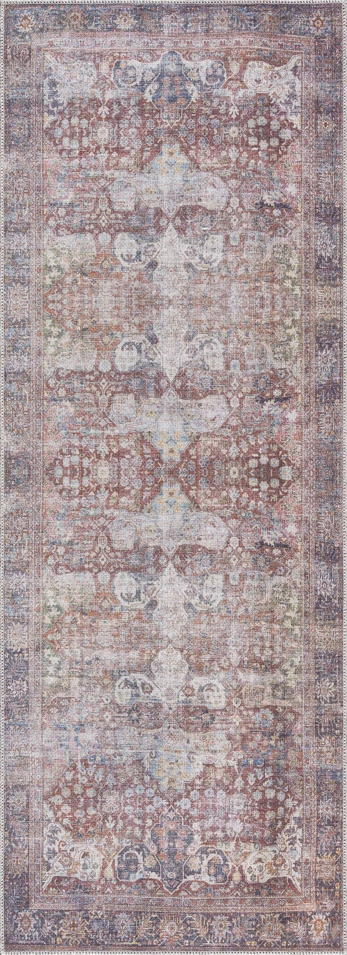 Rust Elki Vintage Medallion Washable Area Carpet - Clearance