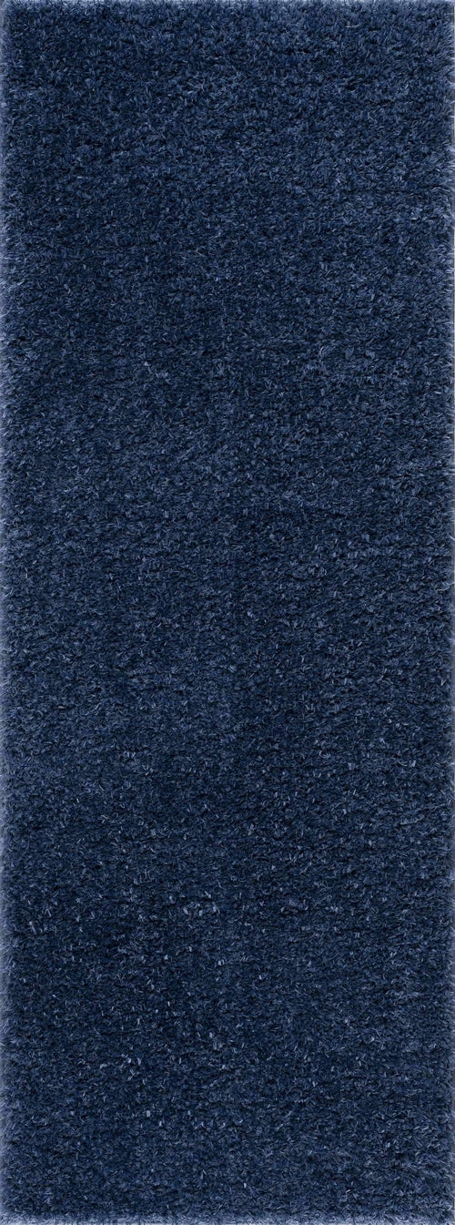 Faina Solid Dark Blue Shag Rug Washable