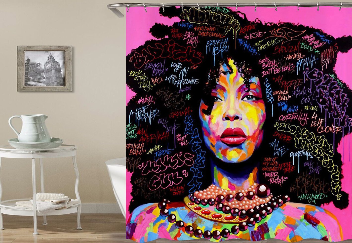 Colorful Boho Chic Lady Shower Curtain