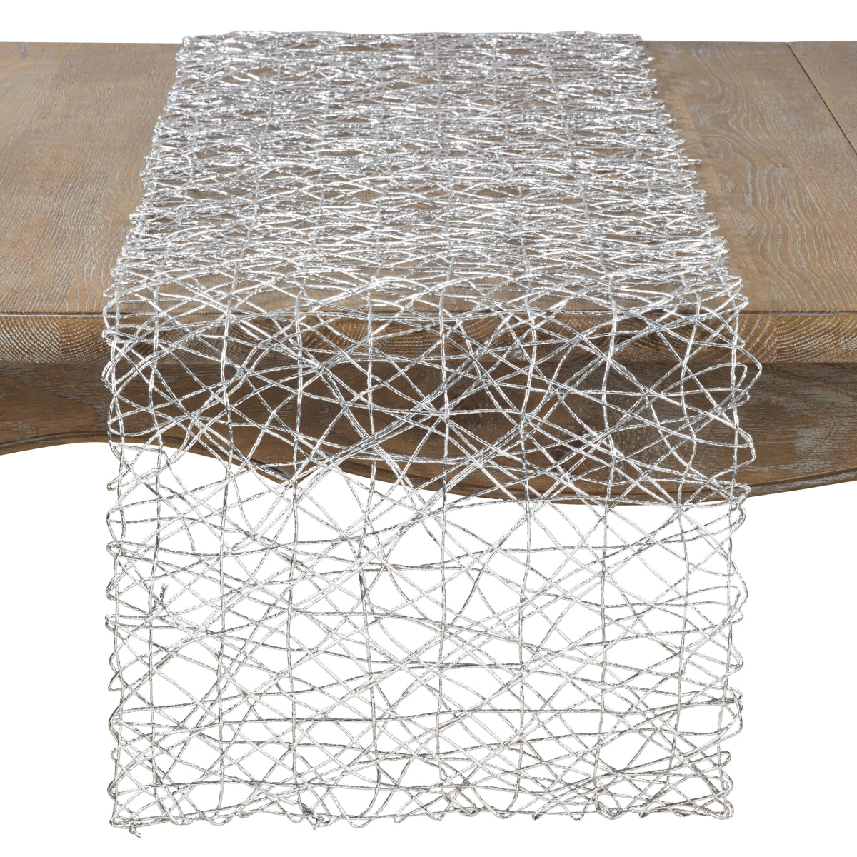 SARO 616.S1672B 16 x 72 in. Rectangle Wire Nest Design Runner Silver