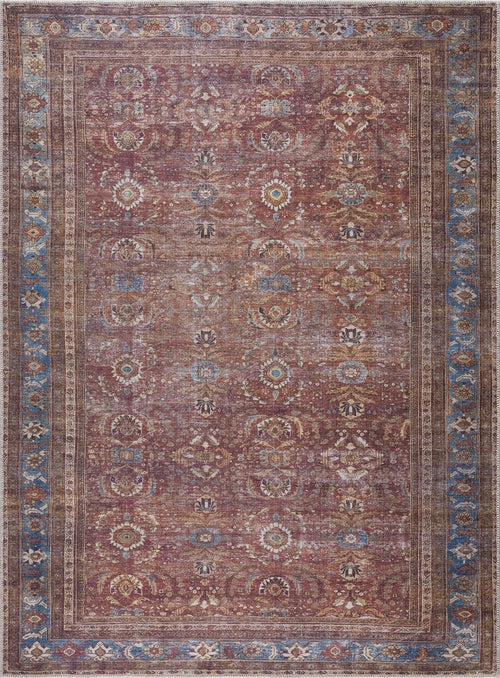 Rust Baki Traditional Washable Area Rug - Clearance
